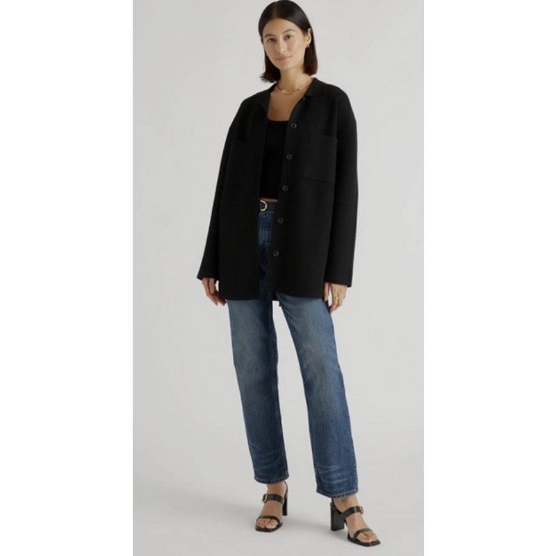 Quince Quince EcoKnit MilanoStitch Oversized Shirt Jacket Black SzM Size M / US 6-8 / IT 42-44 - 2 Thumbnail