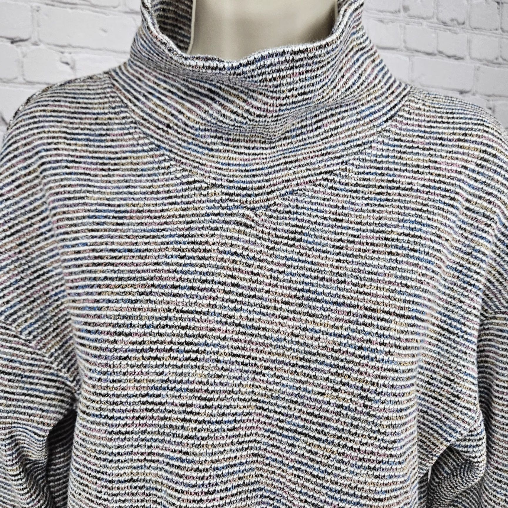 Madewell Madewell Multicolor Textured Ribbed Mock Neck Pullover Crop Sweater Top Medium Shirt Womens Modern Classic Pullover Knit Pretend? Size M / US 6-8 / IT 42-44 - 5 Thumbnail