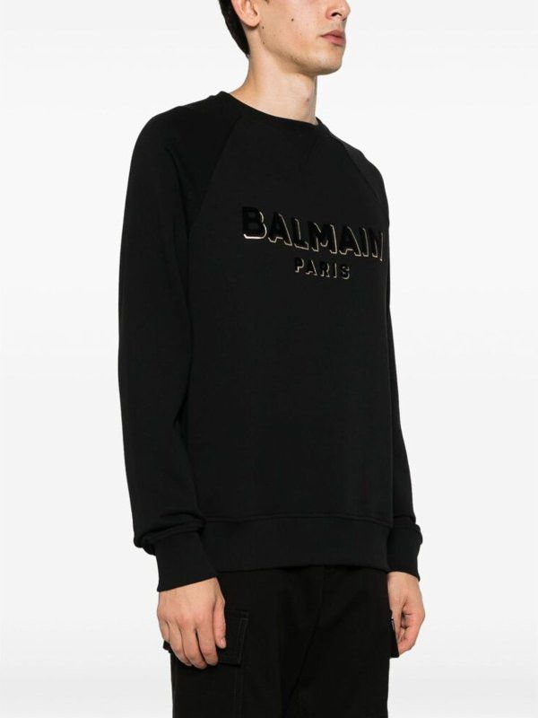 Balmain o1s1wg110925 Logo Print Long Sleeve T-Shirt in Black Size US XL / EU 56 / 4 - 2 Thumbnail