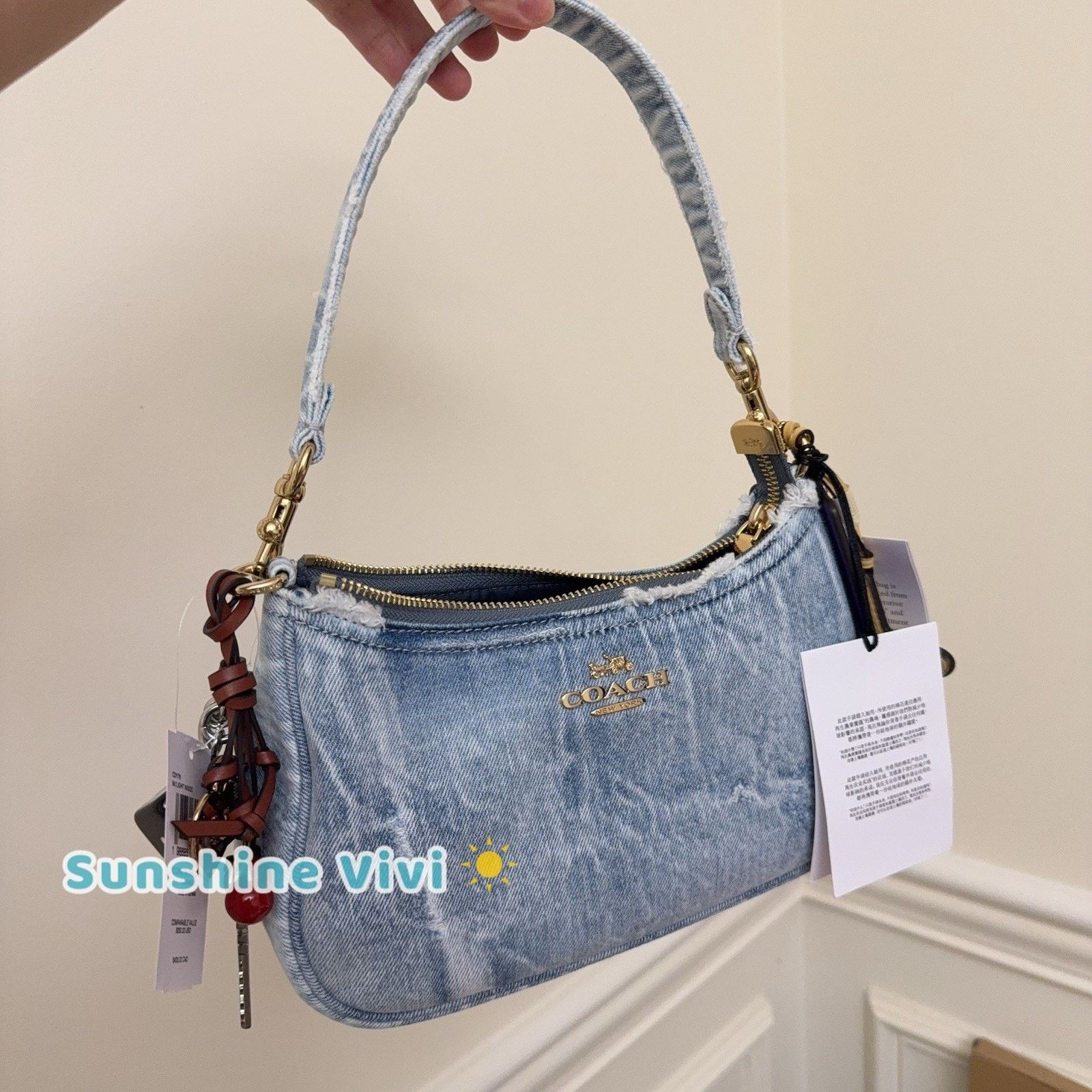 Coach NWT COACH CDY76 Teri Shoulder Bag Loved Denim Charms Indigo Size ONE SIZE - 2 Thumbnail