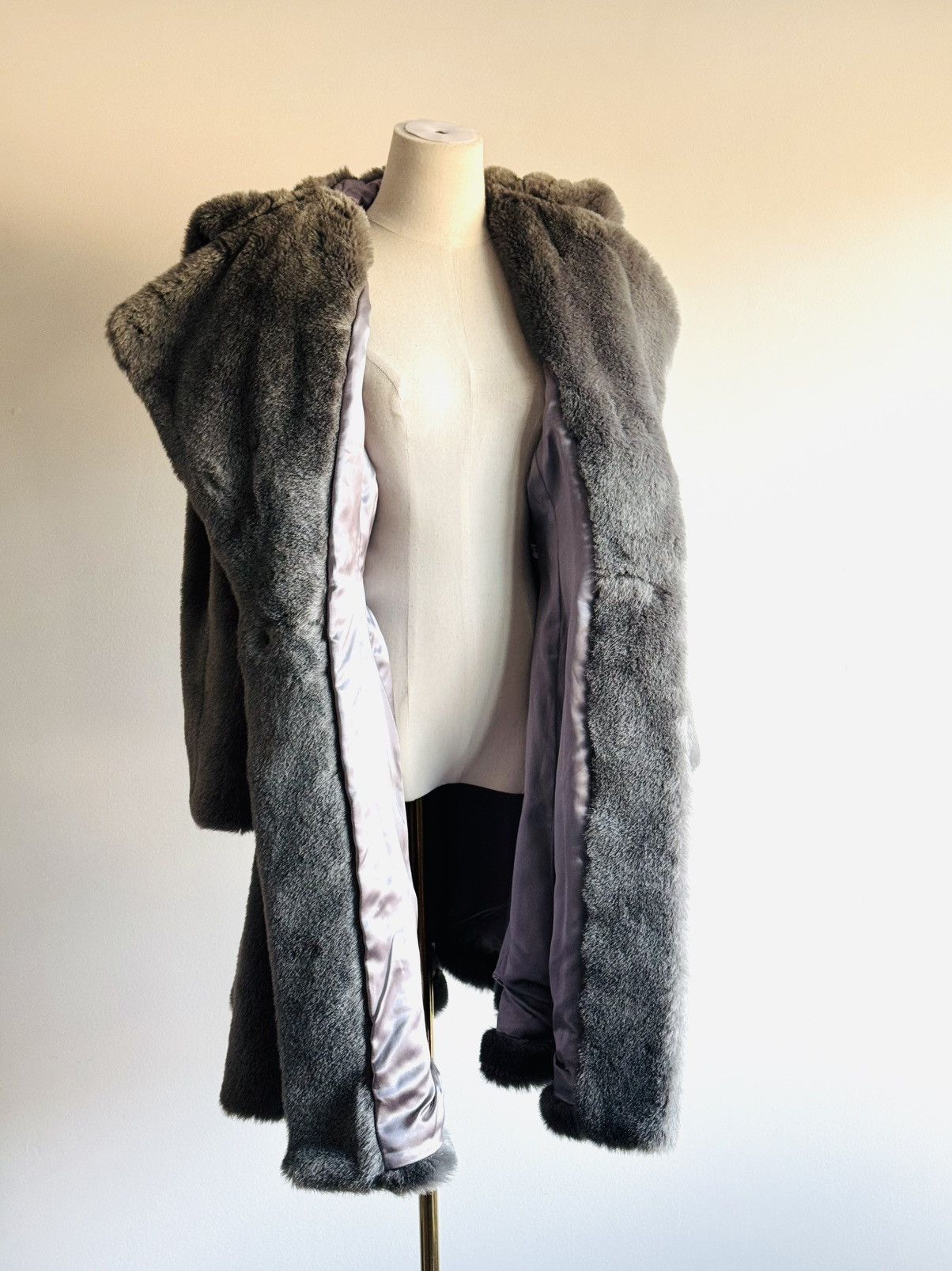 Rare Vintage Thierry Mugler Faux Fur swing coat 36