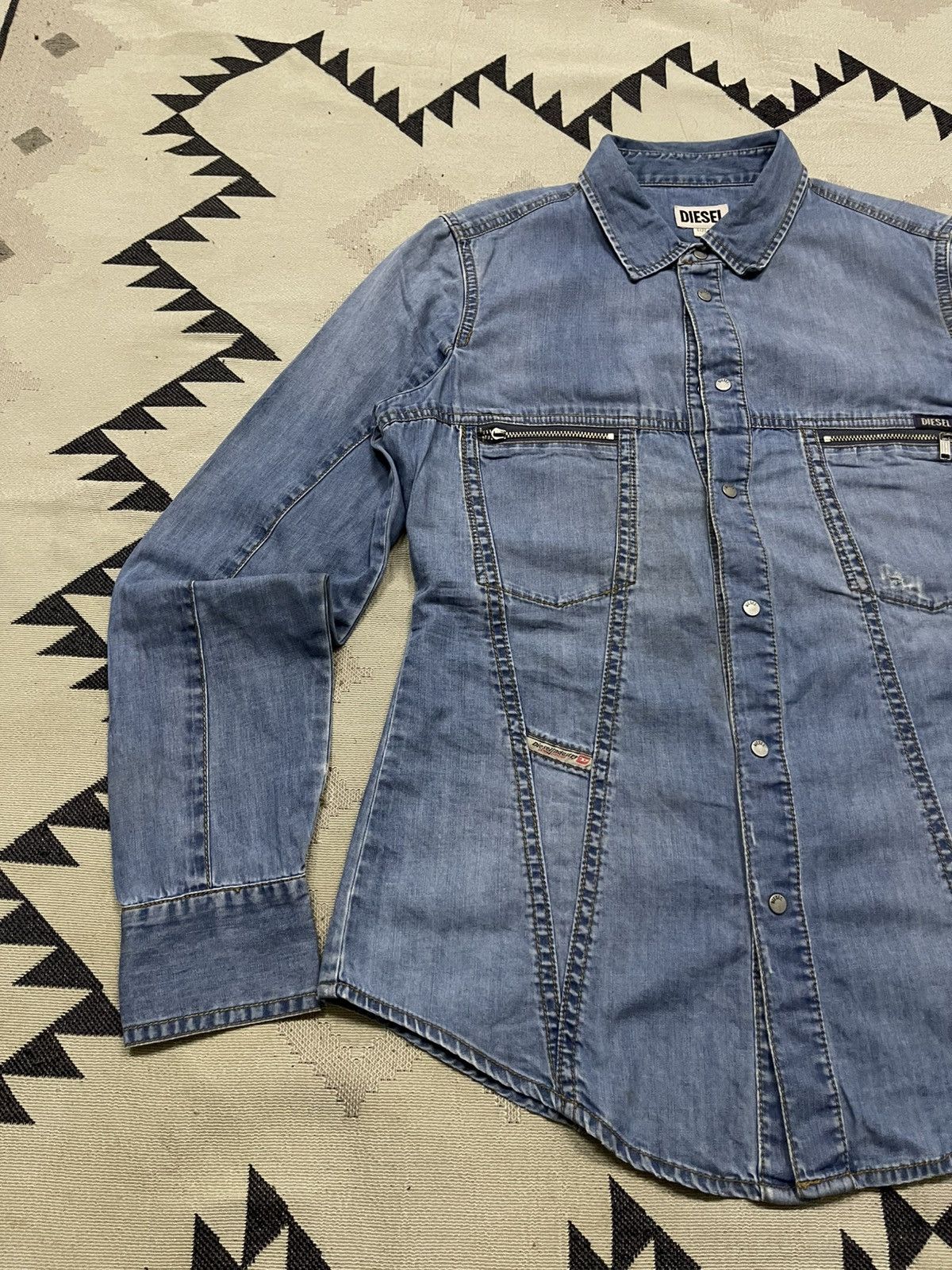 Diesel 2000s DIESEL BLUE DENIM BLOUSE WESTERN SNAP BUTTON SHIRT Size S / US 4 / IT 40 - 3 Thumbnail