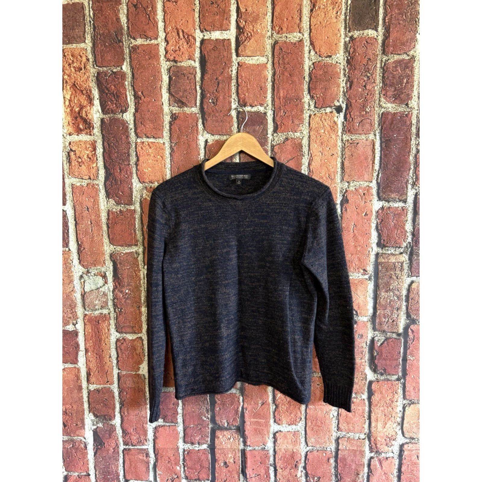 Banana Republic VINTAGE Banana Republic Blue Italian Knit Pullover Sweatshirt Womens S Knit Pullover Italian Theme 90s? Size S / US 4 / IT 40 - 2 Thumbnail