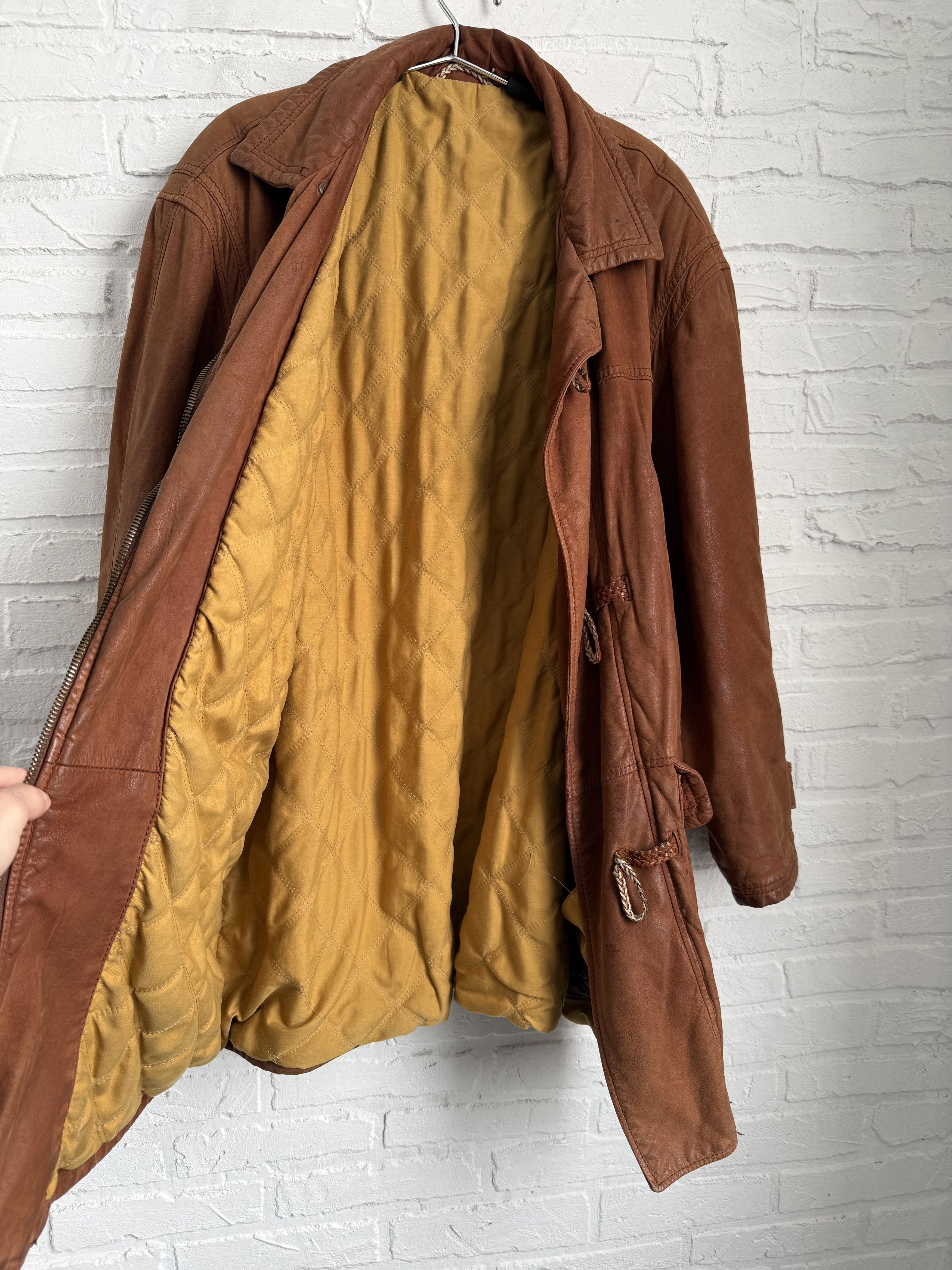 Hugo Boss Vintage 90s Hugo Boss Leather duffle coat toggle jacket Size US L / EU 52-54 / 3 - 8 Thumbnail