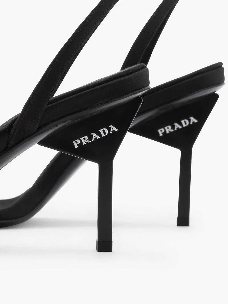 Prada Prada 85mm Satin Geometric Heel Ankle Strap Sandal Pump 39 Size US 9 / IT 39 - 19 Thumbnail
