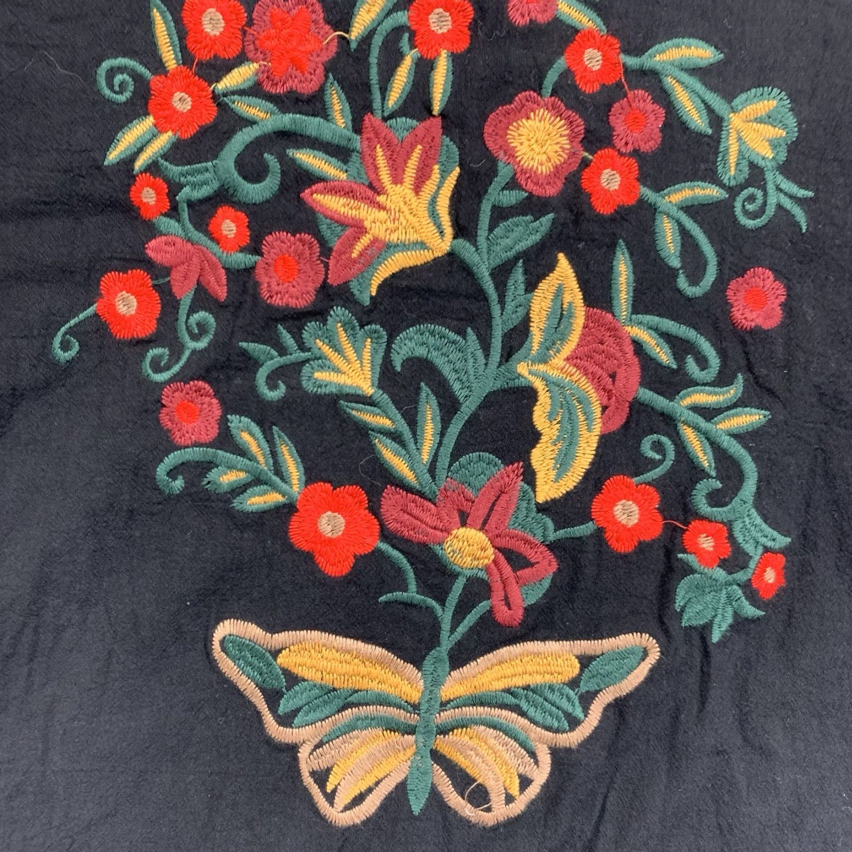 Vintage Vintage Zanzea Women's Tunic Top Short Sleeve Black Floral Embroidered Butterfly Bohemian 2XL Size XXL / US 16-18 / IT 52-54 - 2 Thumbnail