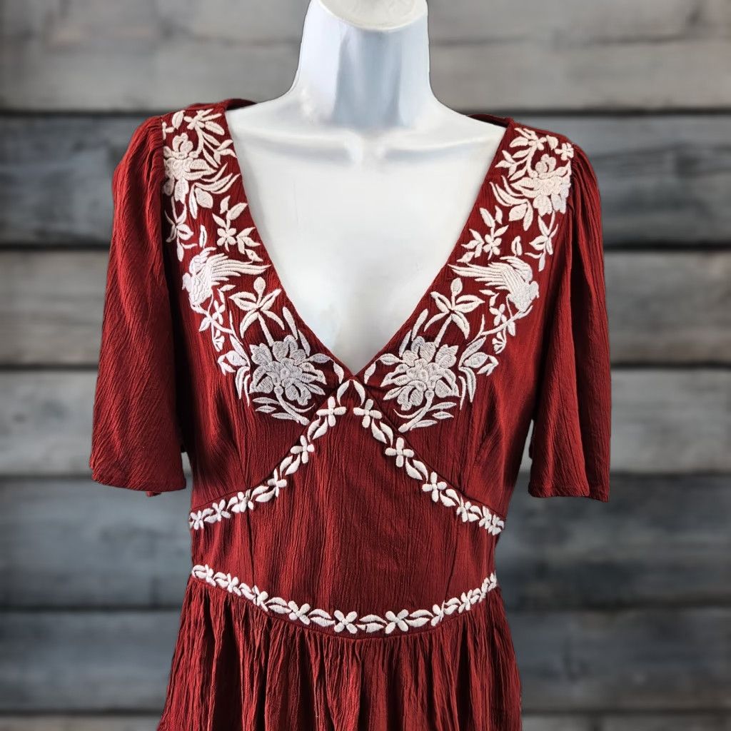 Vintage Knox Rose Womens Blouse Sz M Red White Floral Embroidered Rayon V-Neck Shirt Ladies Womens Short description Size M / US 6-8 / IT 42-44 - 1 Thumbnail