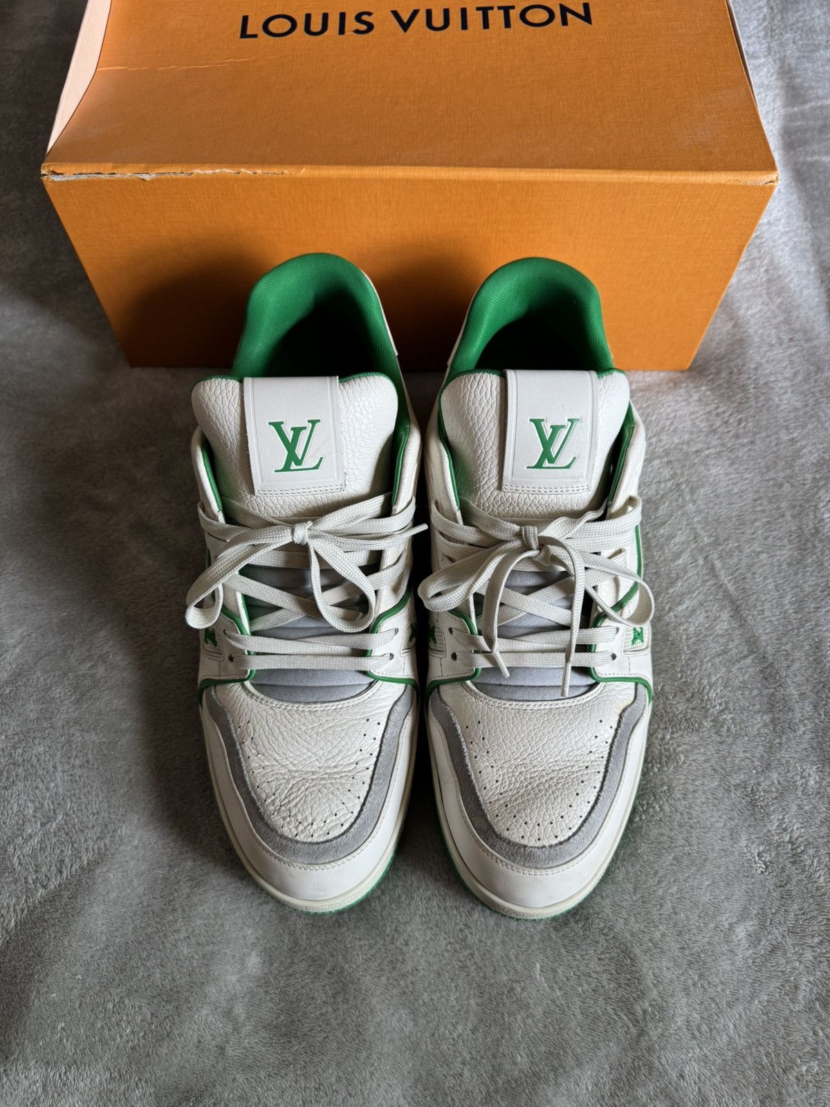 Louis Vuitton White/Green Signature Virgil Trainer Size US 11 / EU 44 - 2 Thumbnail