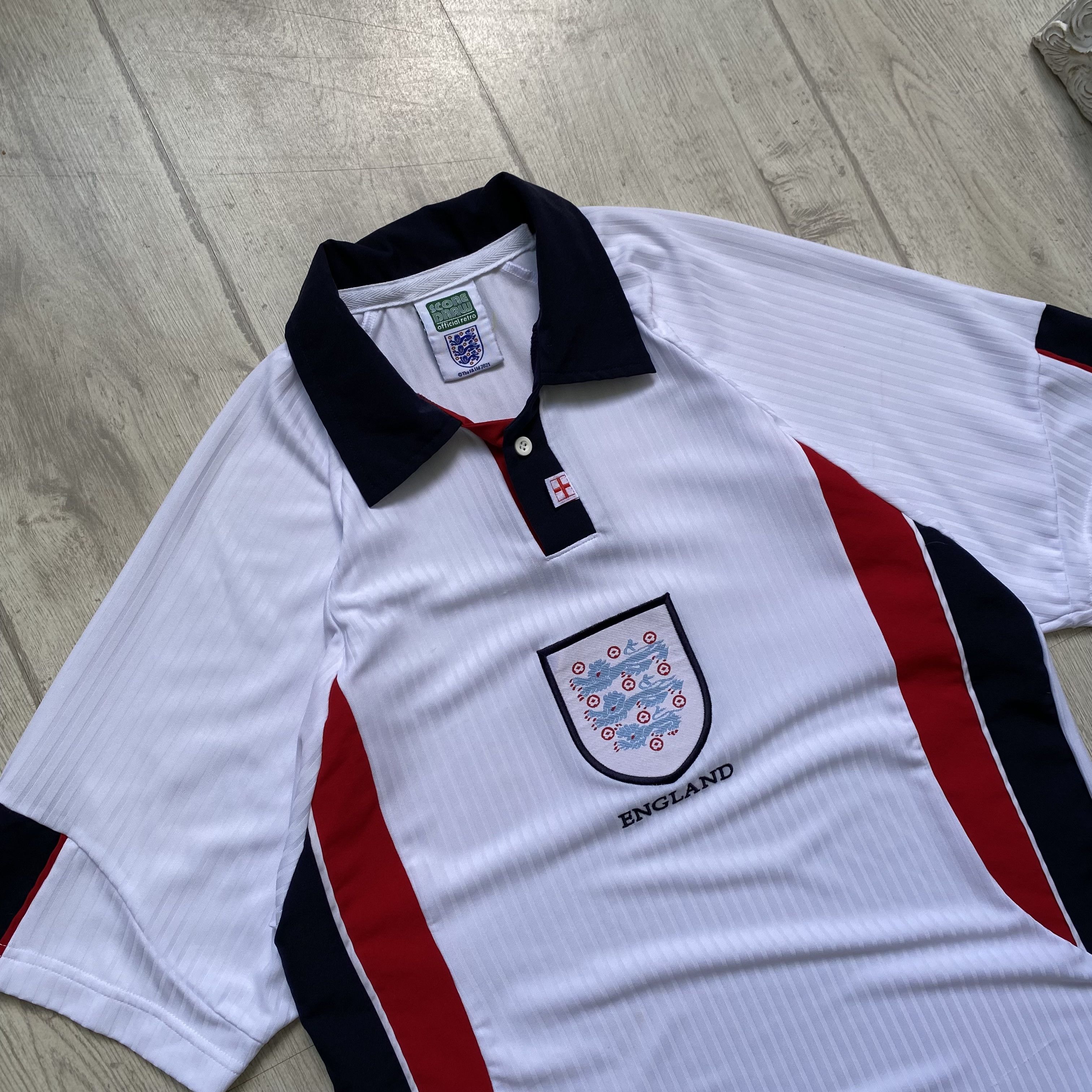 Umbro ⚽️ Retro 1998 England Soccer jersey Score Draw Vintage Size US M / EU 48-50 / 2 - 2 Thumbnail