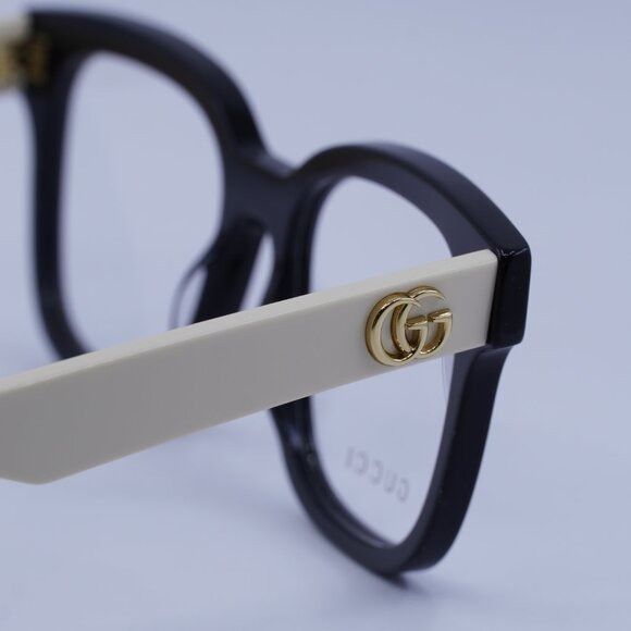 Gucci Gucci GG0958O 005 Eyeglasses Black/White 52mm Square Frame Size ONE SIZE - 5 Thumbnail
