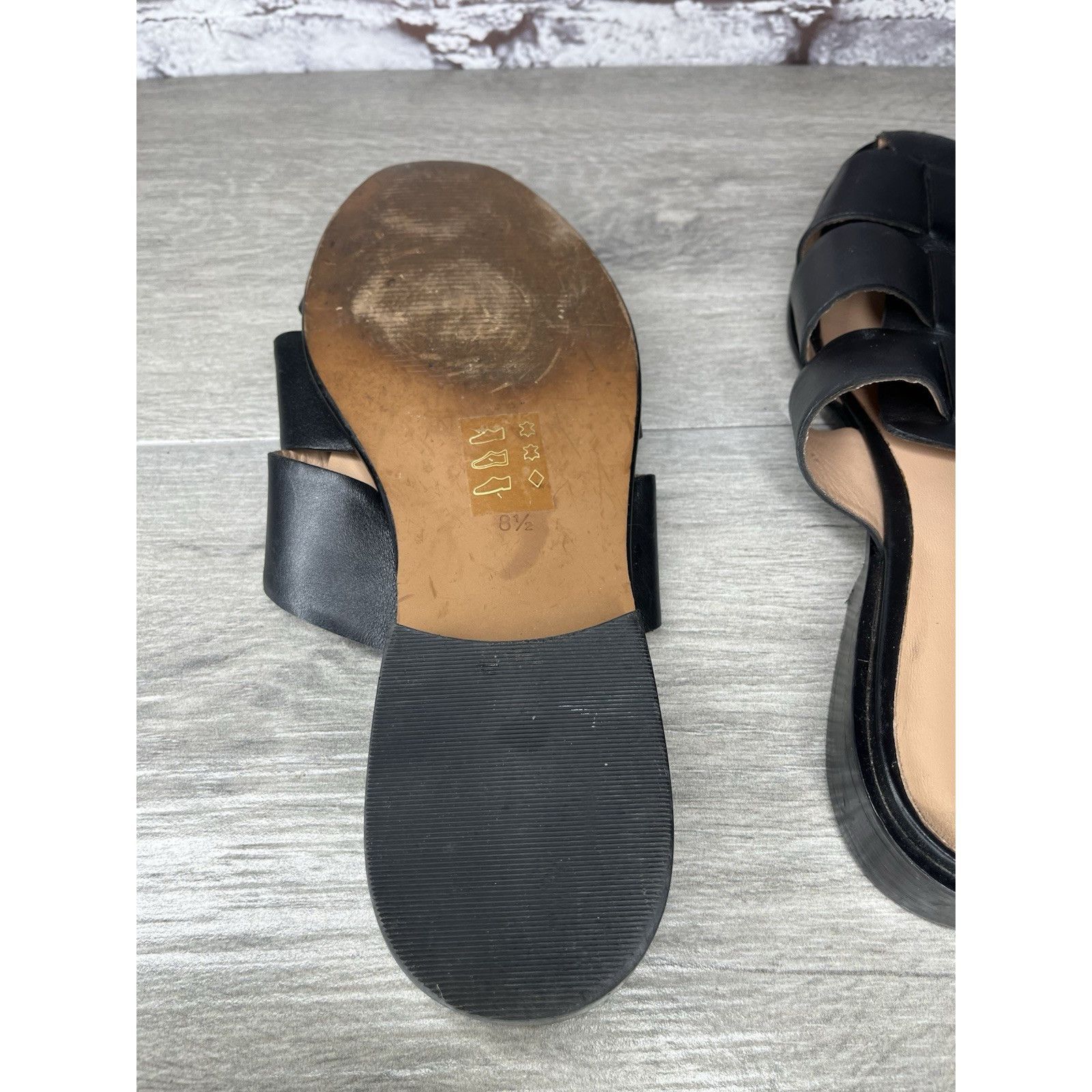Madewell Madewell The Dixson Fisherman Black Leather Slide Mules Heel Size US 8.5 / IT 38.5 - 14 Thumbnail