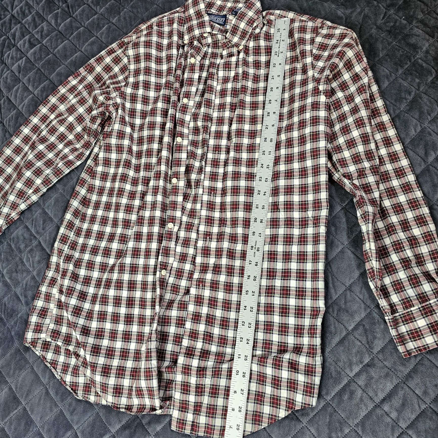 Lands' End VINTAGE Lands' End Shirt Mens 15 Reg Red Plaid Button Up Egyptian Cotton Long Slv Size US M / EU 48-50 / 2 - 4 Thumbnail