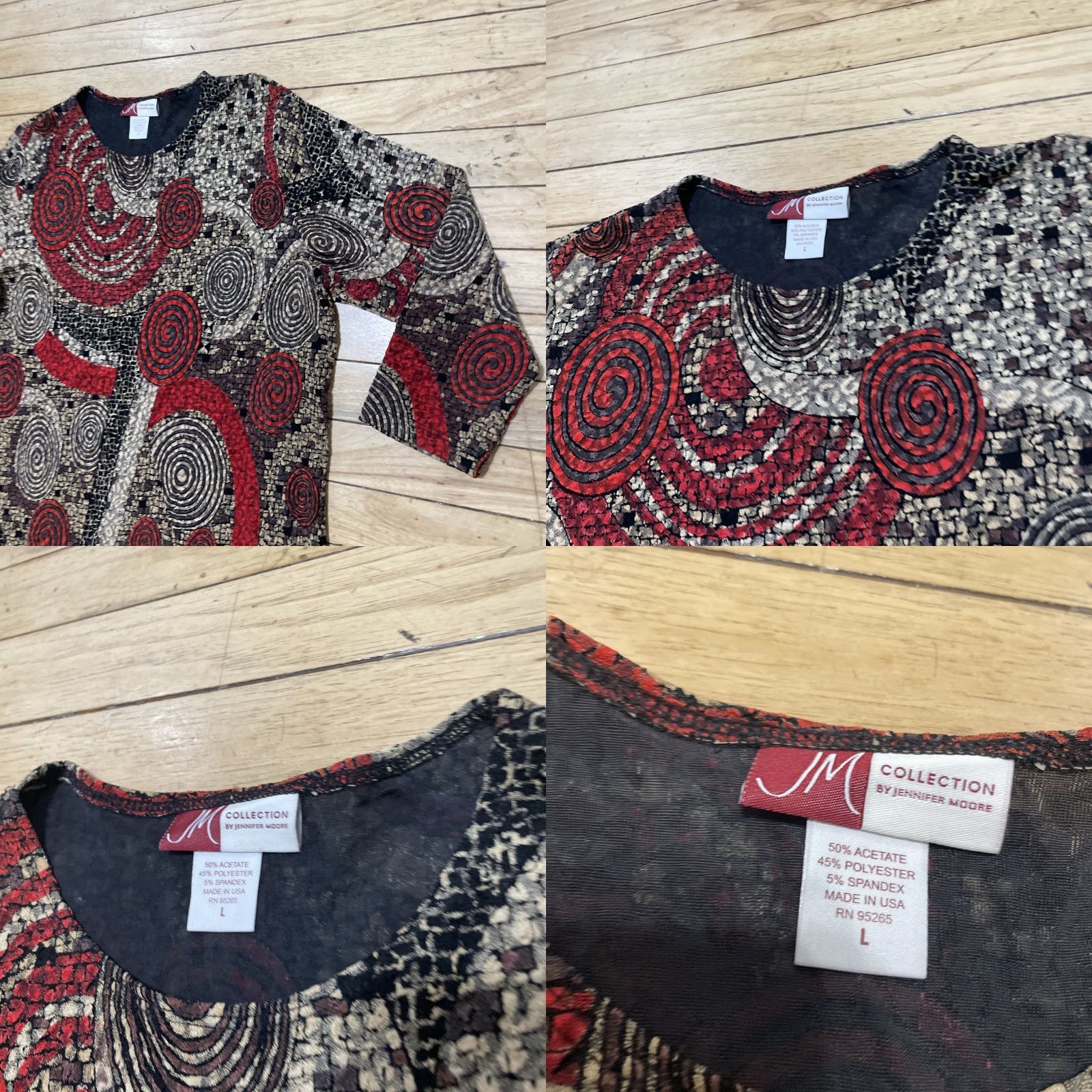 JM Collection JM Collection Top Womens L Made USA Vtg Y2k Abstract Fairy Boho 90s Flowy Large Shirt Multicolor Geometric Crew Neck 3/4 Sleeve Casual Womens Size L / US 10 / IT 46 - 10 Thumbnail