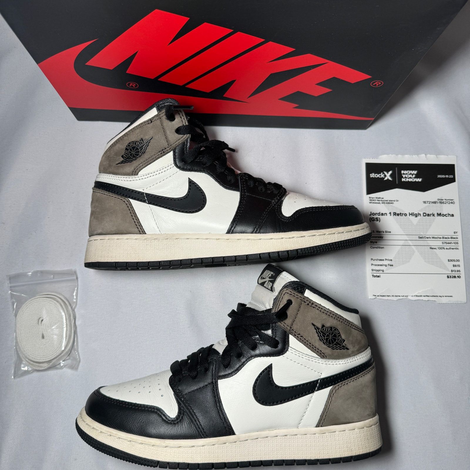 Jordan Brand × Nike Size 6 Air Jordan 1 Retro High OG GS Dark Mocha Men's Shoes Size US 6 / EU 39 - 2 Thumbnail