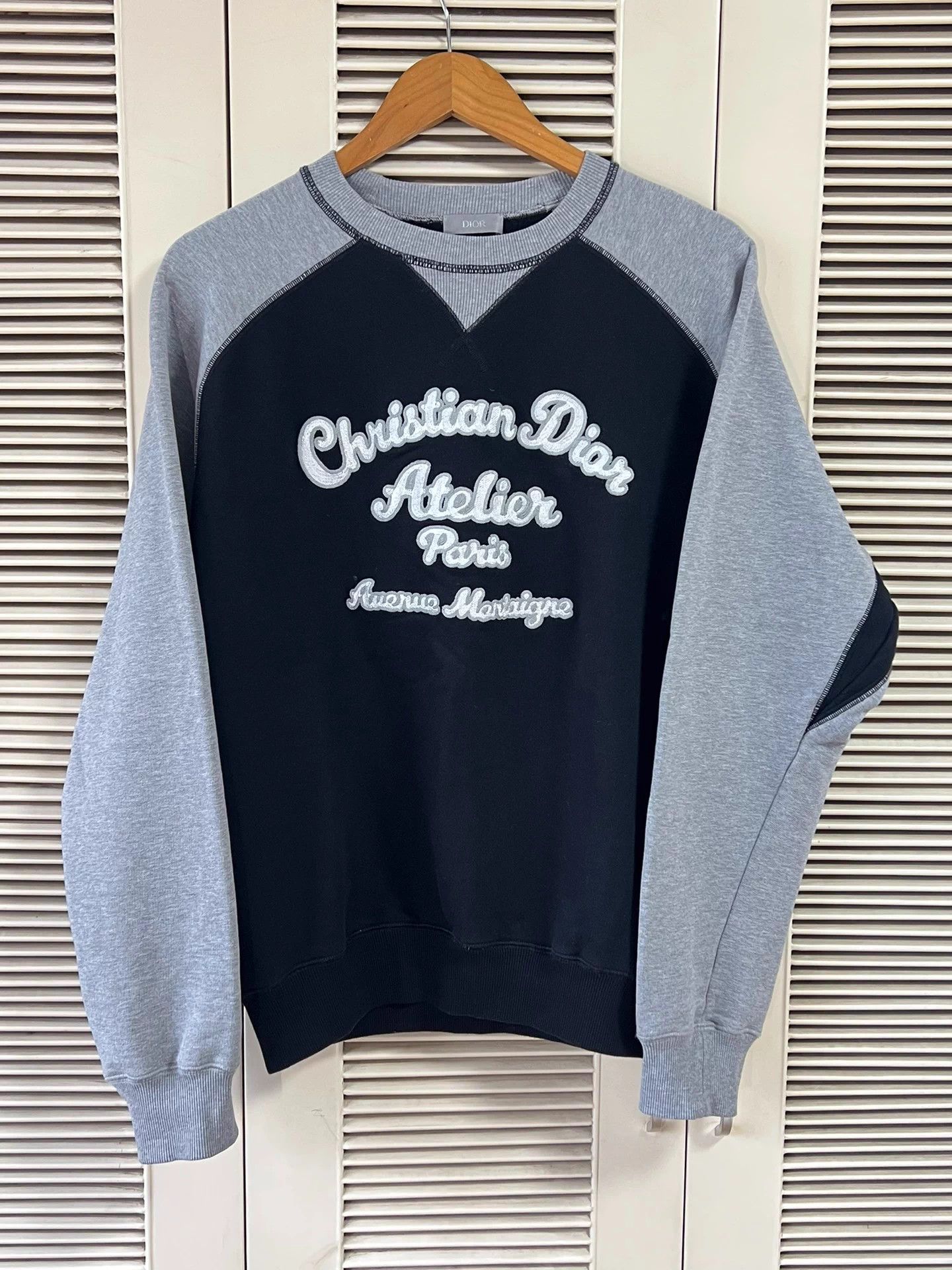 Dior Atelier XS black gray colorblock logo hoodie unisex