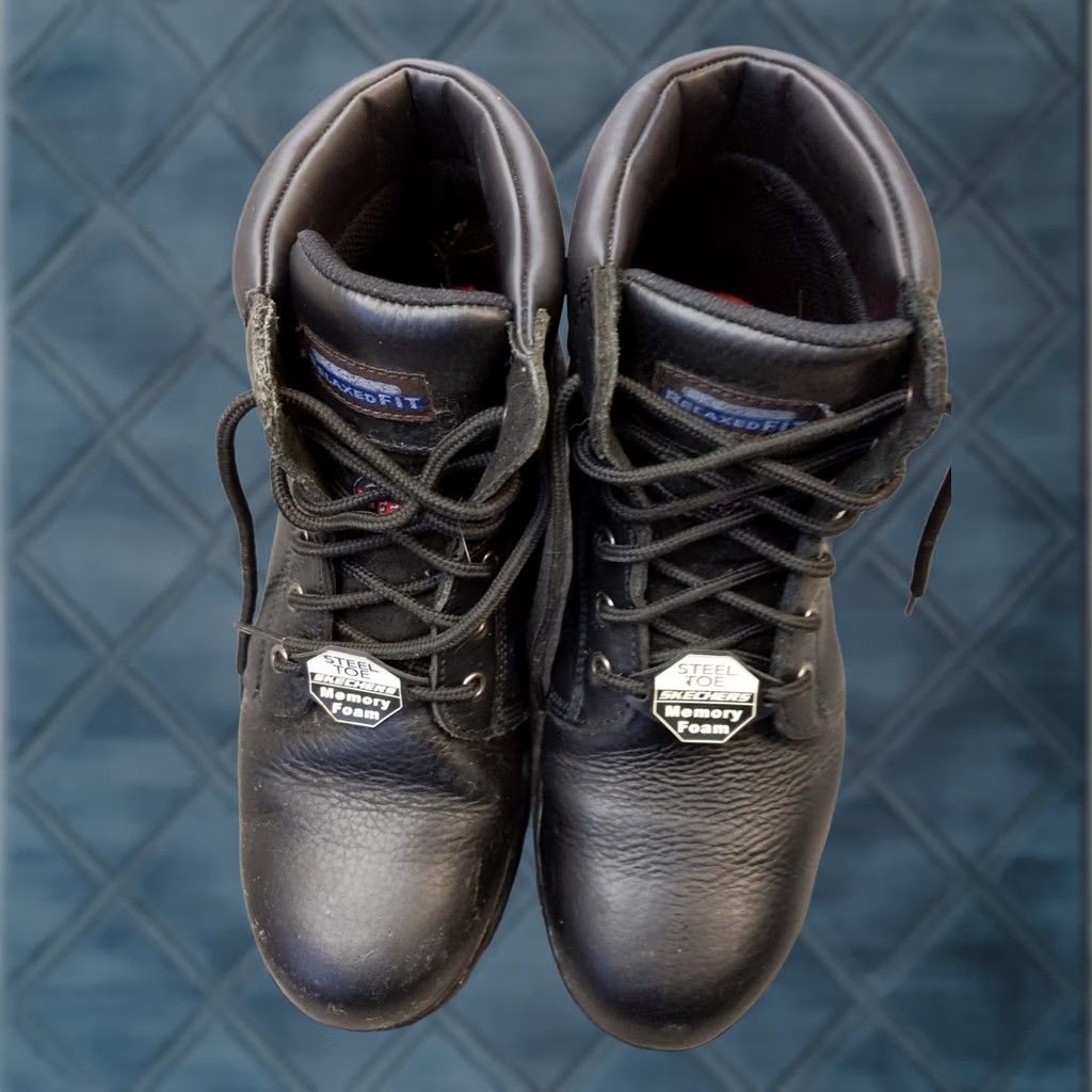 SKECHERS Skechers Boots Womens Size 11 Black Leather Ankle Steel Toe Work 76561 Combat Size US 11 / IT 41 - 1 Thumbnail
