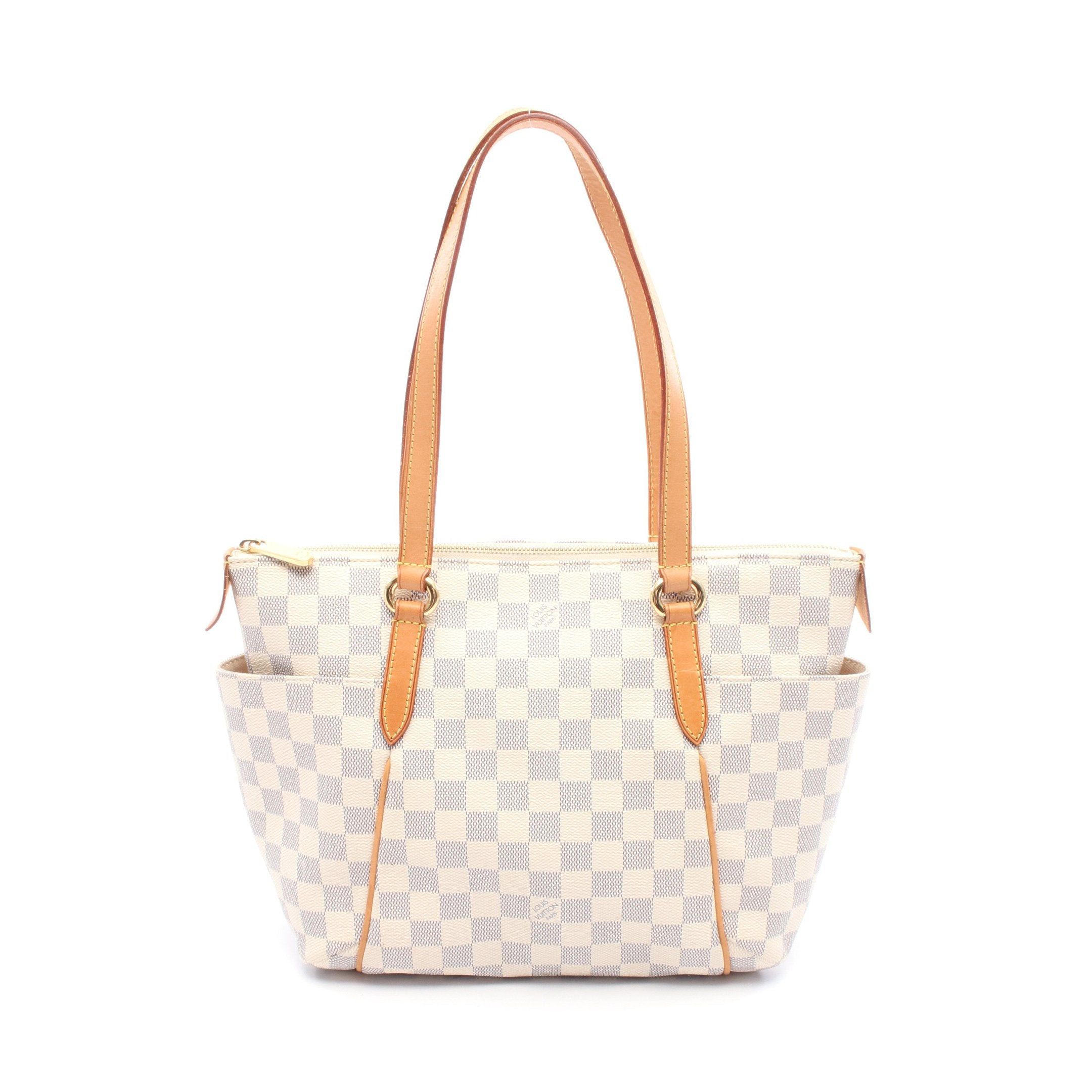 Louis Vuitton Totally Pm Damier Azur Shoulder Bag Tote Leather White, Women's