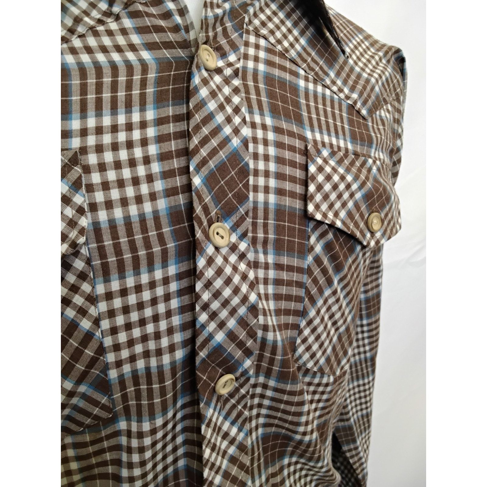 Levi's Levi's Panatella Shirt Men's M Brown/Blue Vintage 70s Big E Size US M / EU 48-50 / 2 - 5 Thumbnail