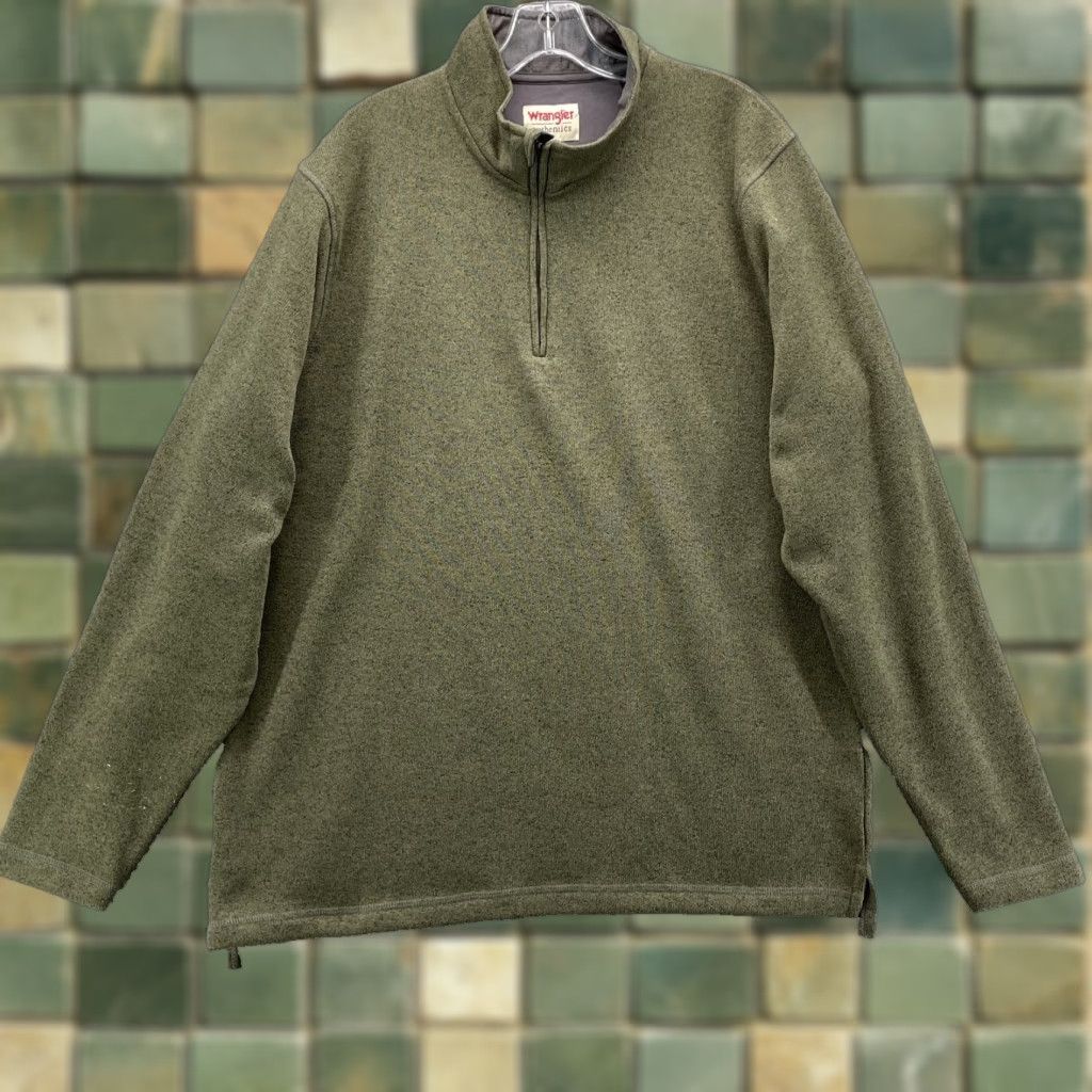 Wrangler Wrangler Sweater Men's Large Army Green 1/4 Zip Pullover Preppy Workwear Cowboy Size US XL / EU 56 / 4 - 1 Thumbnail