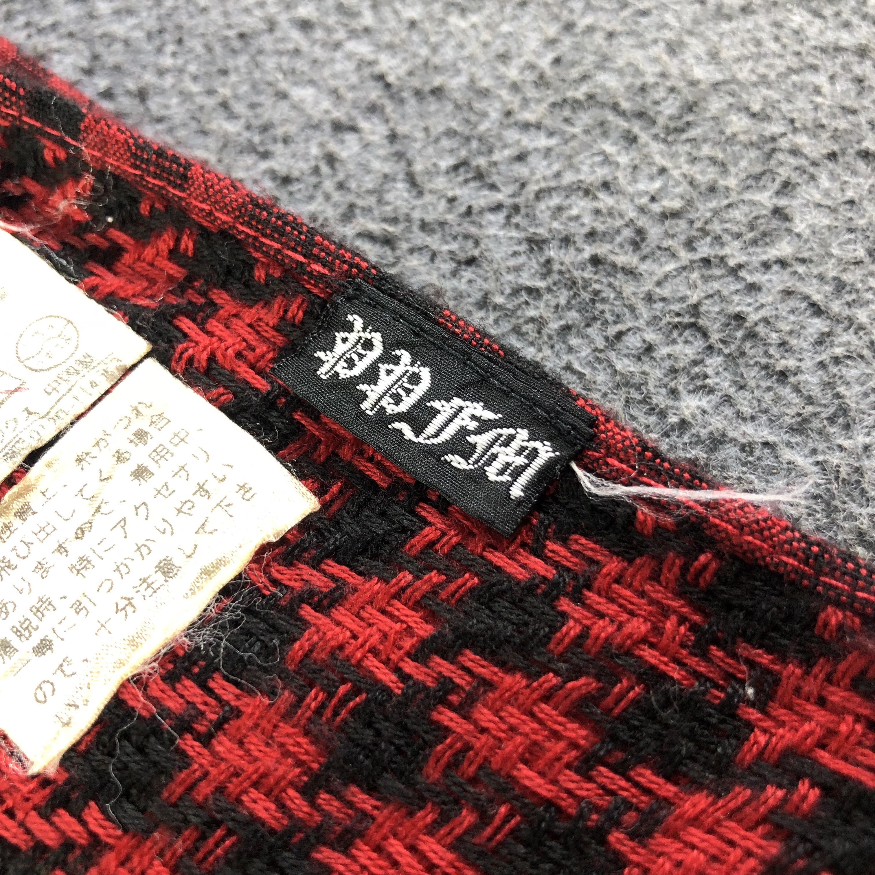 PPFM PPFM Gingham Houndstooth Wool Scarf Muffler V1849 Size ONE SIZE - 4 Thumbnail