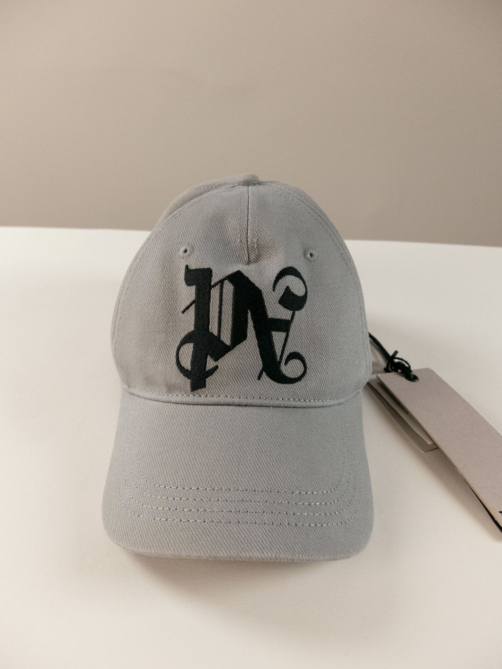 Palm Angels PALM ANGELS gray black monogram logo baseball cap Size ONE SIZE - 4 Thumbnail