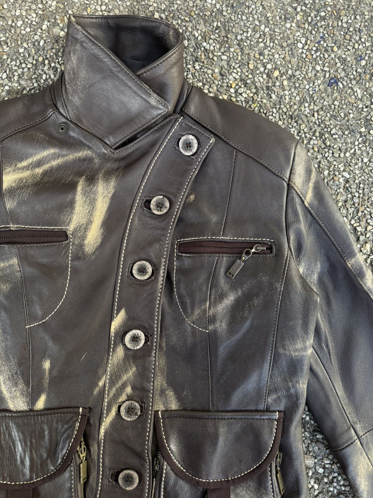 Other Kor@kor Italy Asymmetrical Leather Jacket Size M / US 6-8 / IT 42-44 - 3 Thumbnail