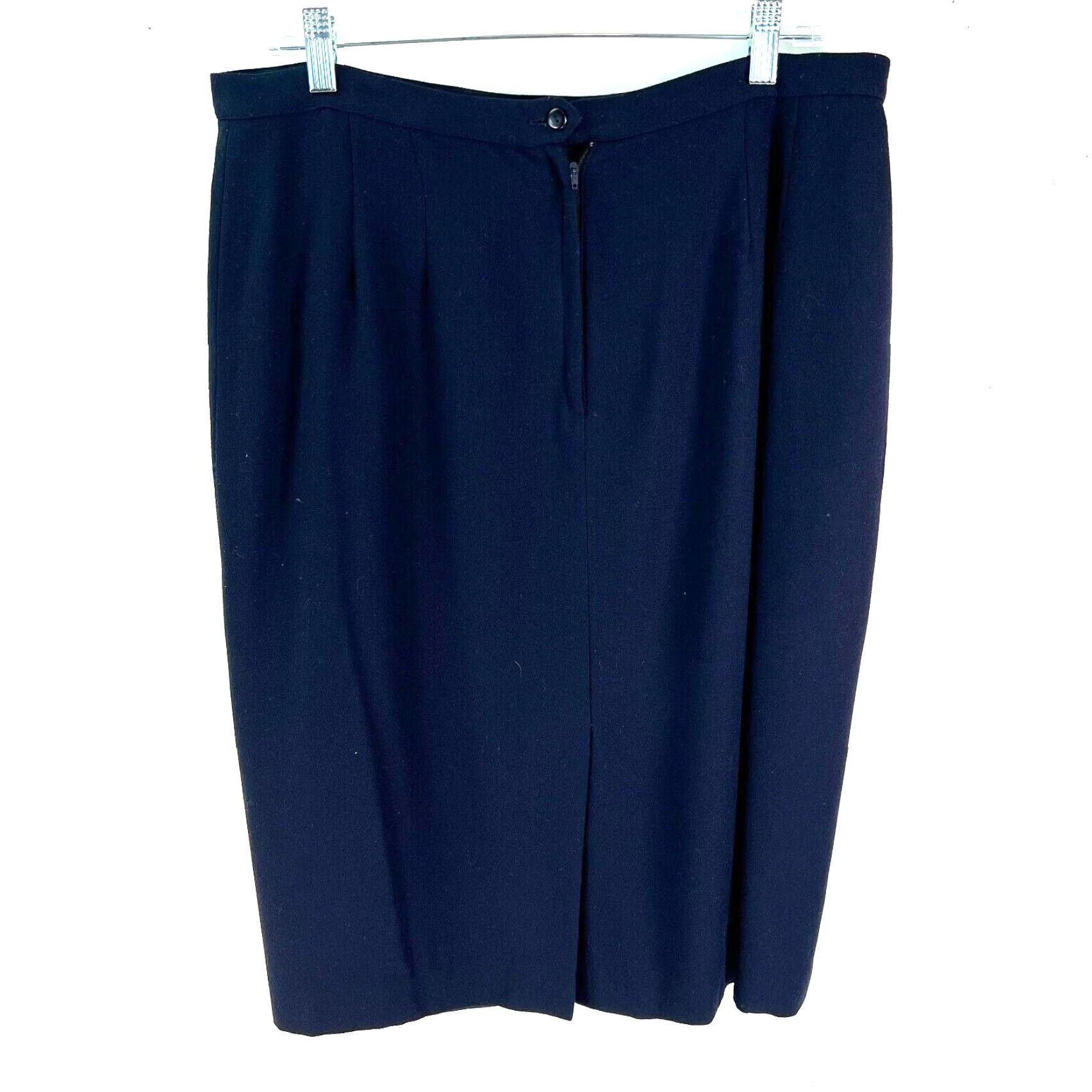 Vintage VTG M.I. Phyllis Pleated Front Back Slit Straight Pencil Skirt Size 16 Blue Size 38" / US 16 / IT 52 - 2 Thumbnail