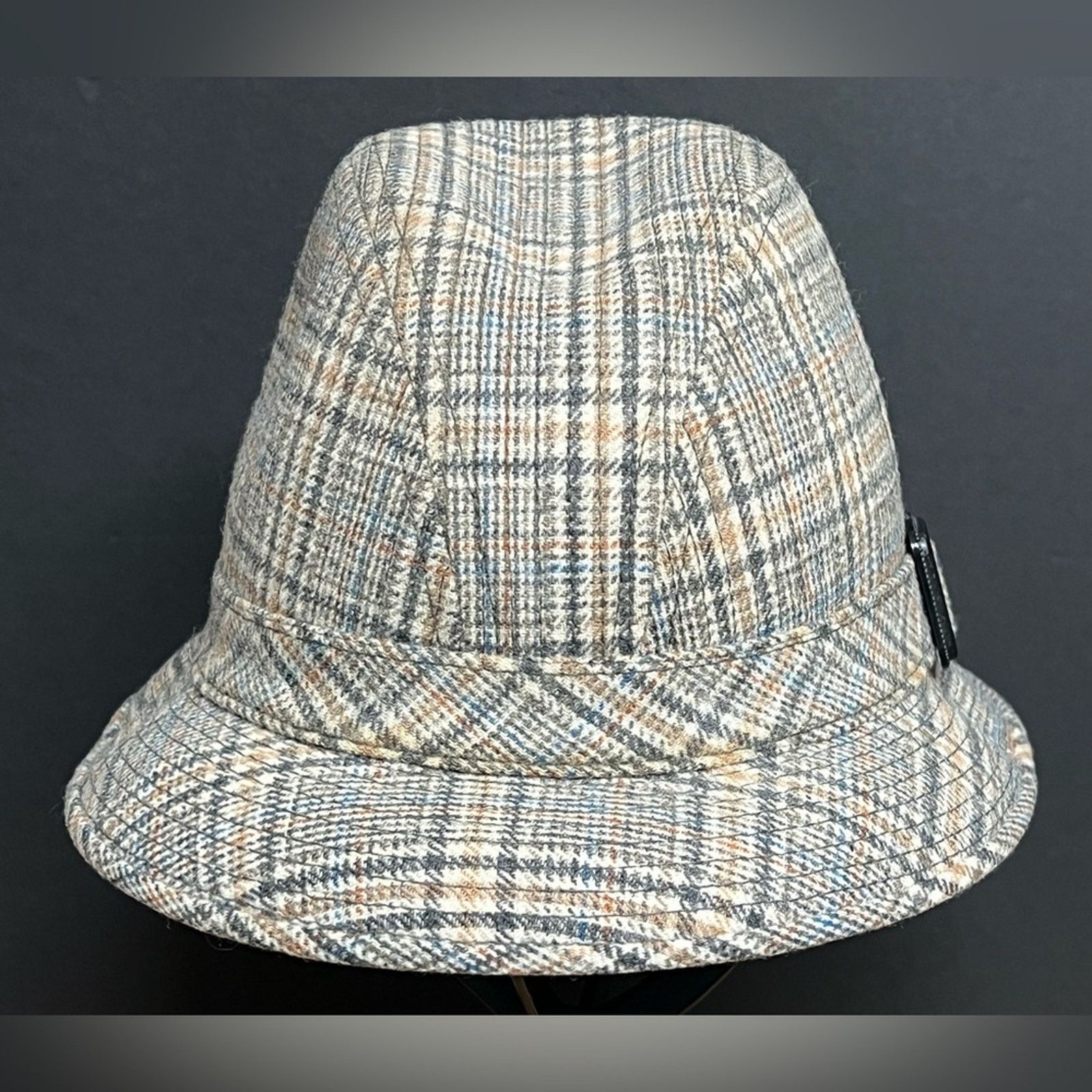 Pendleton 60s 70s Pendleton Houndstooth Plaid Fedora Hat 7 1/8 USA Size ONE SIZE - 4 Thumbnail