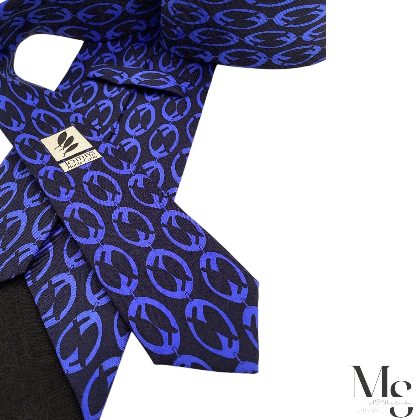 Other ICHTHYS Monte-Carlo Limited Edition Blue Chain Link Silk Tie Size ONE SIZE - 5 Thumbnail