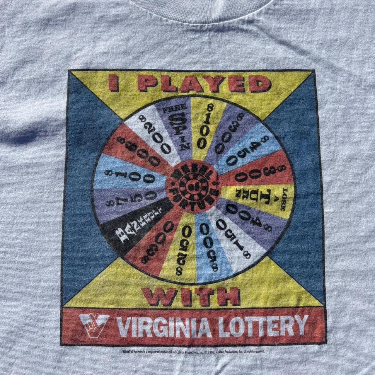 Vintage Vintage 90s Virginia Lottery Wheel Of Fortune T-Shirt Size US XL / EU 56 / 4 - 2 Thumbnail