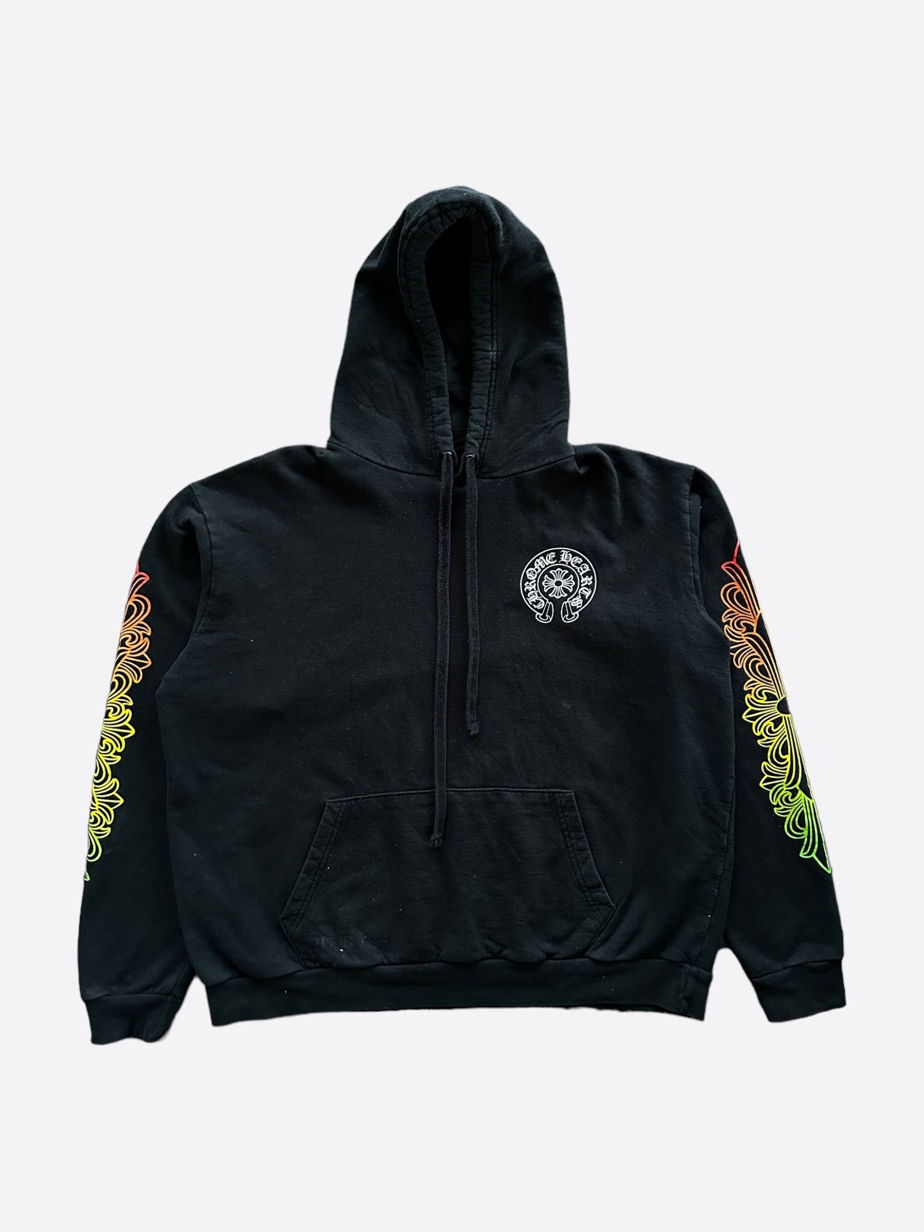 image of Chrome Hearts Black Gradient Circle Logo Hoodie, Men's (Size Large)