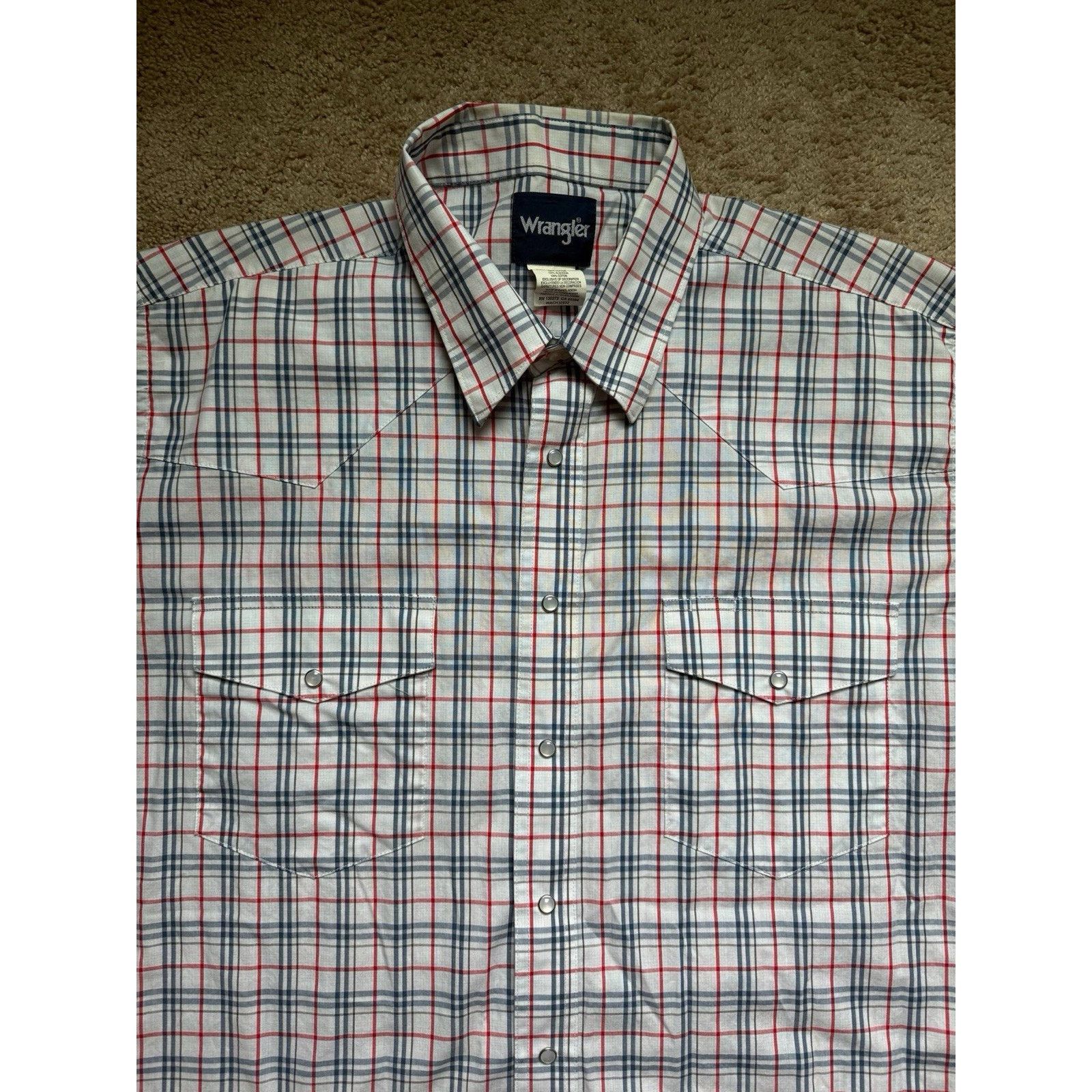 Wrangler WRANGLER Wrancher Western Shirt Mens 2XLT Plaid Pearl Snap Size US XXL / EU 58 / 5 - 9 Thumbnail