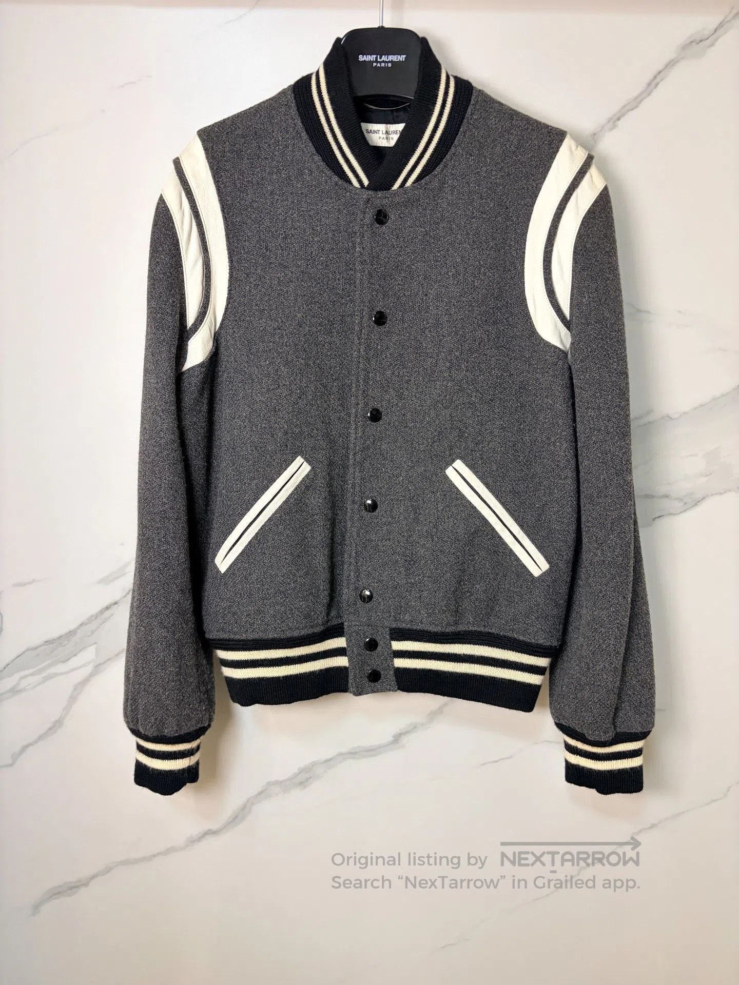 Saint Laurent Paris Saint Laurent Gray Varsity Jacket. Size US M / EU 48-50 / 2 - 1 Thumbnail