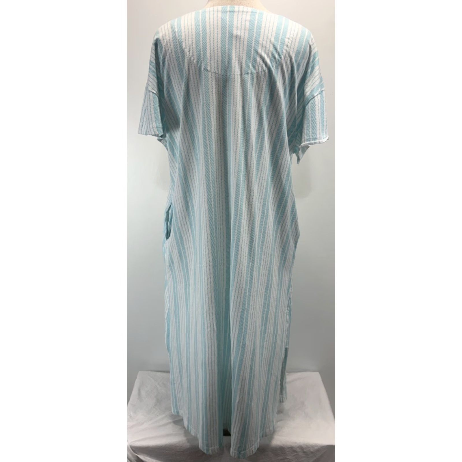Vintage VINTAGE Stan Herman Striped Kaftan Dress Women’s L Blue White Pockets Size L / US 10 / IT 46 - 3 Thumbnail