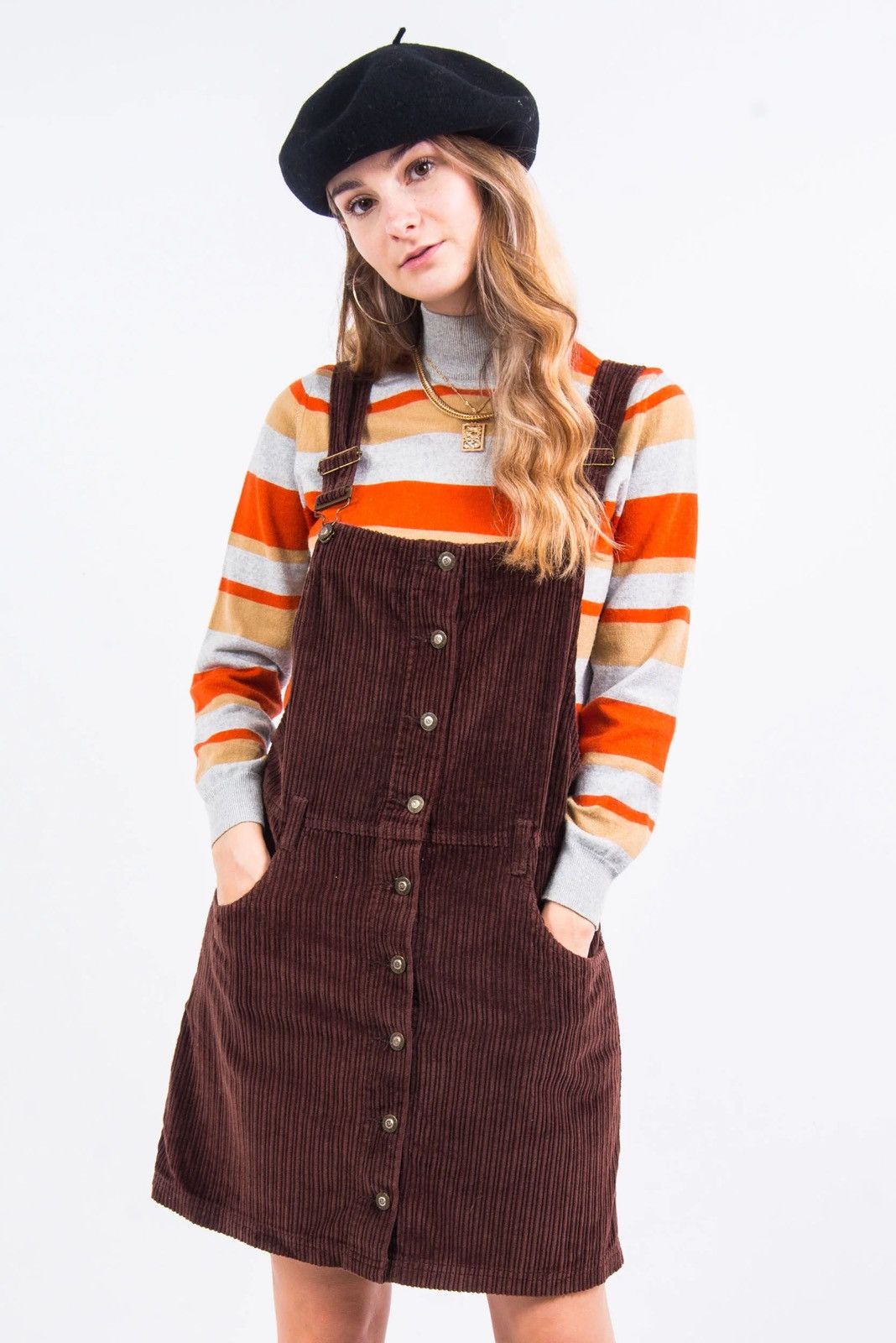 brown dungaree dress Corduroy dungaree dress Mika