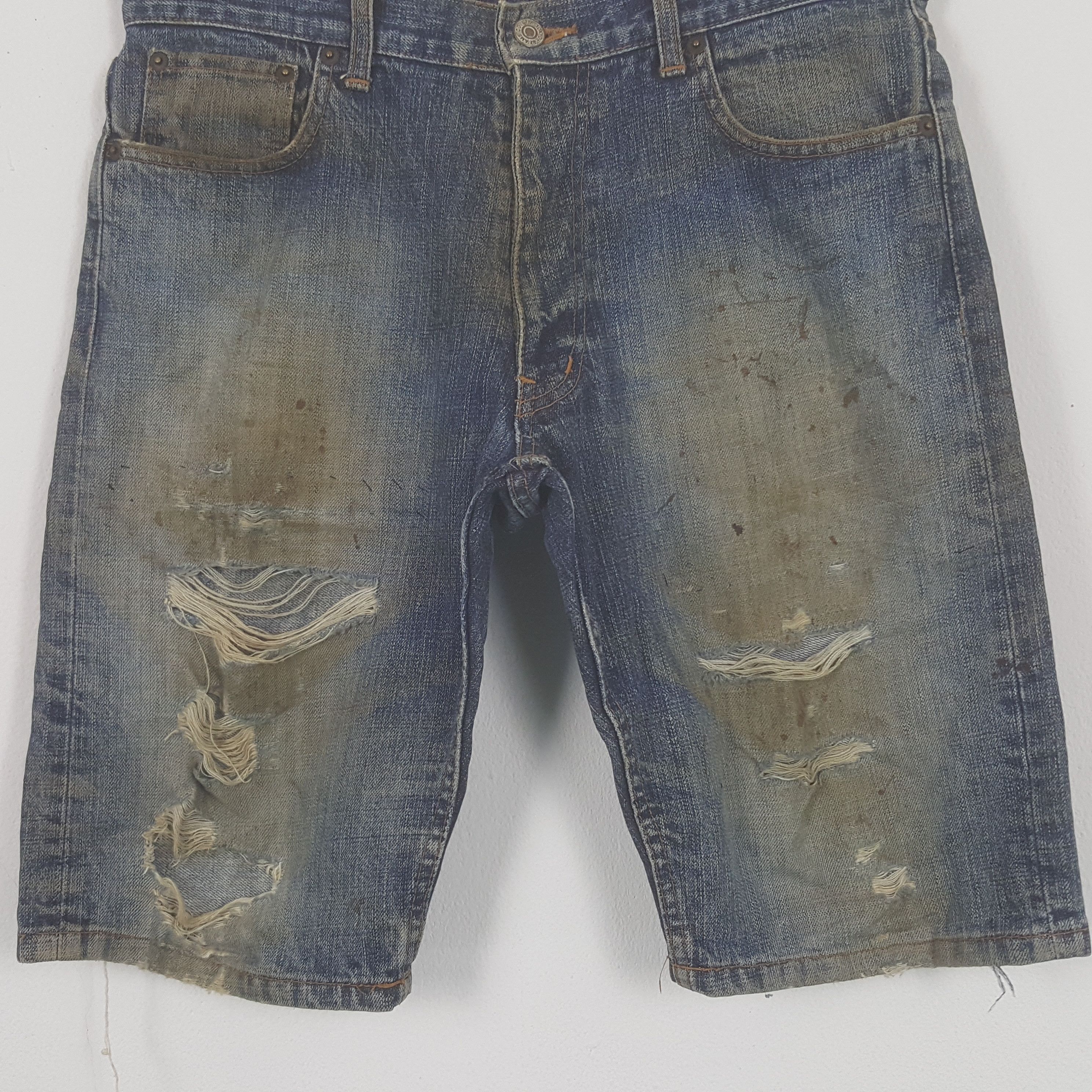 Beams Plus Vintage Beams Japanese Brand Distressed Shorts Denim Jeans Size US 32 / EU 48 - 4 Thumbnail