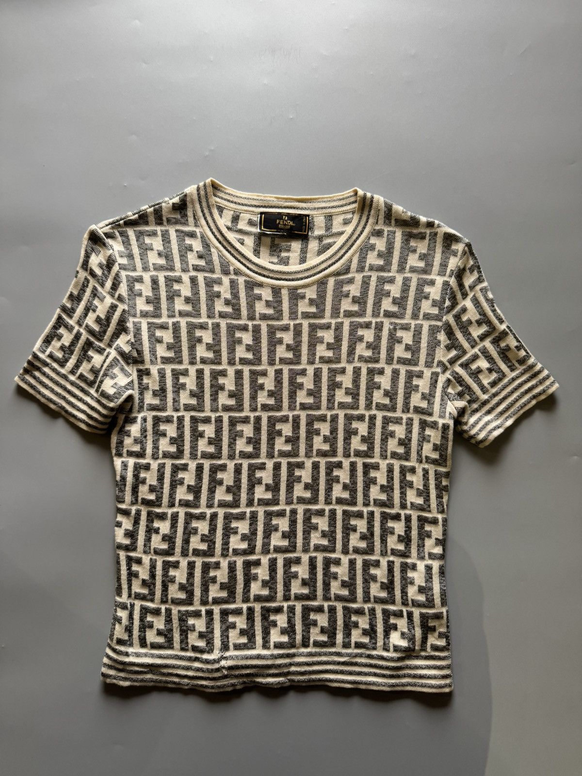 Fendi 2000s Fendi FF Monogram Knit Tshirts S/Sleeves Size S / US 4 / IT 40 - 1 Thumbnail