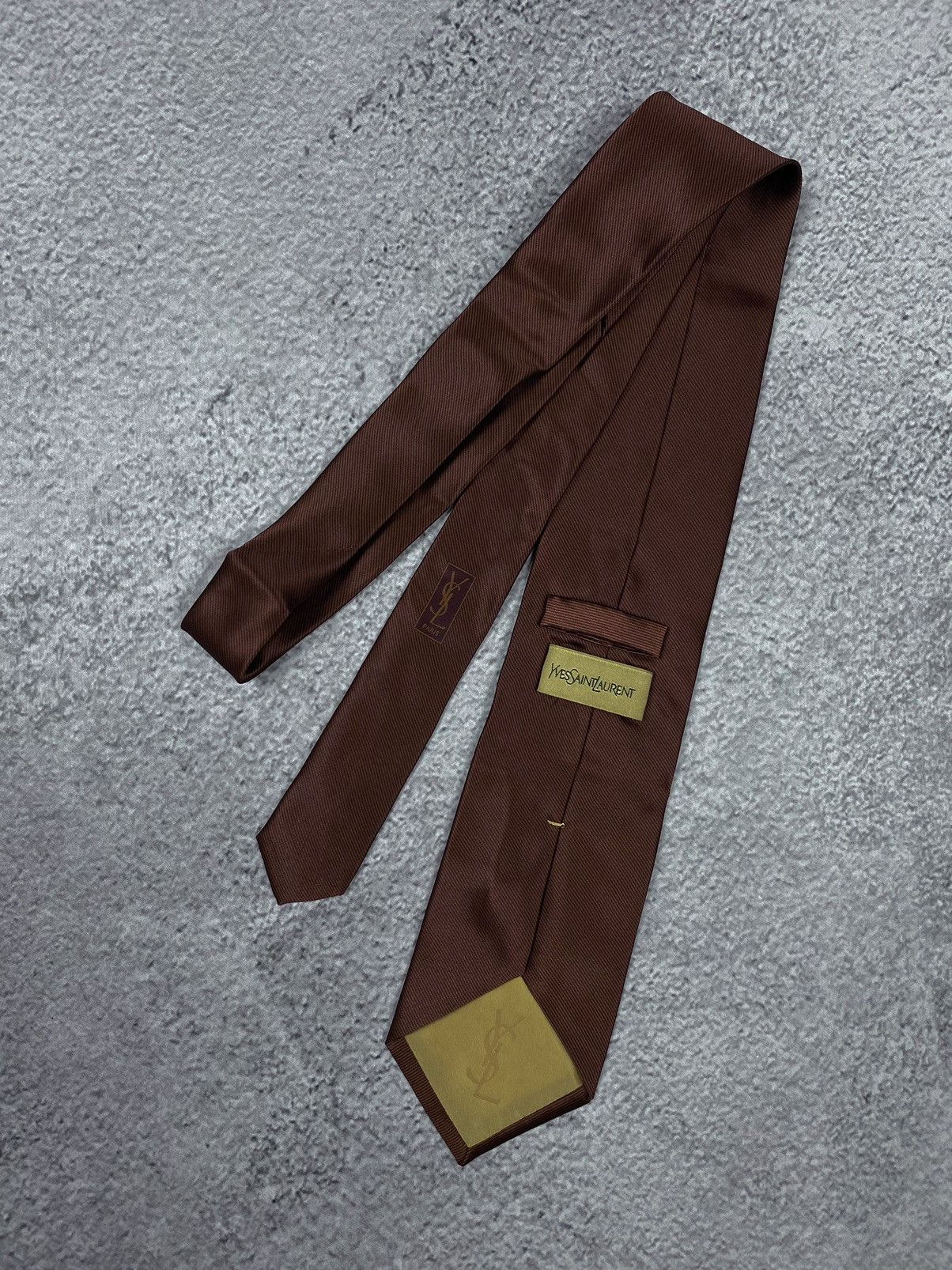 Vintage × Yves Saint Laurent Yves Saint Laurent Vintage YSL Big Logo Silk Tie Size ONE SIZE - 2 Thumbnail