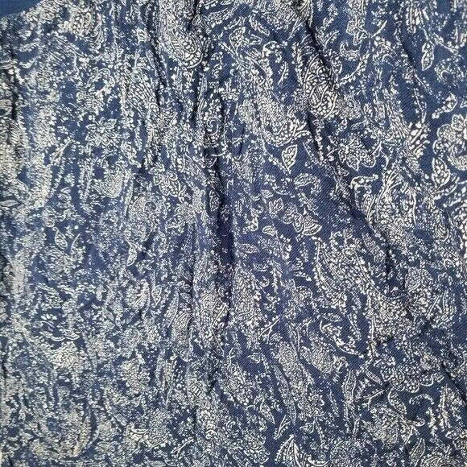 Lee Lee Sleeveless Short Cap Sleeve Top Blouse Shirt Blue Paisle Size L / US 10 / IT 46 - 8 Thumbnail