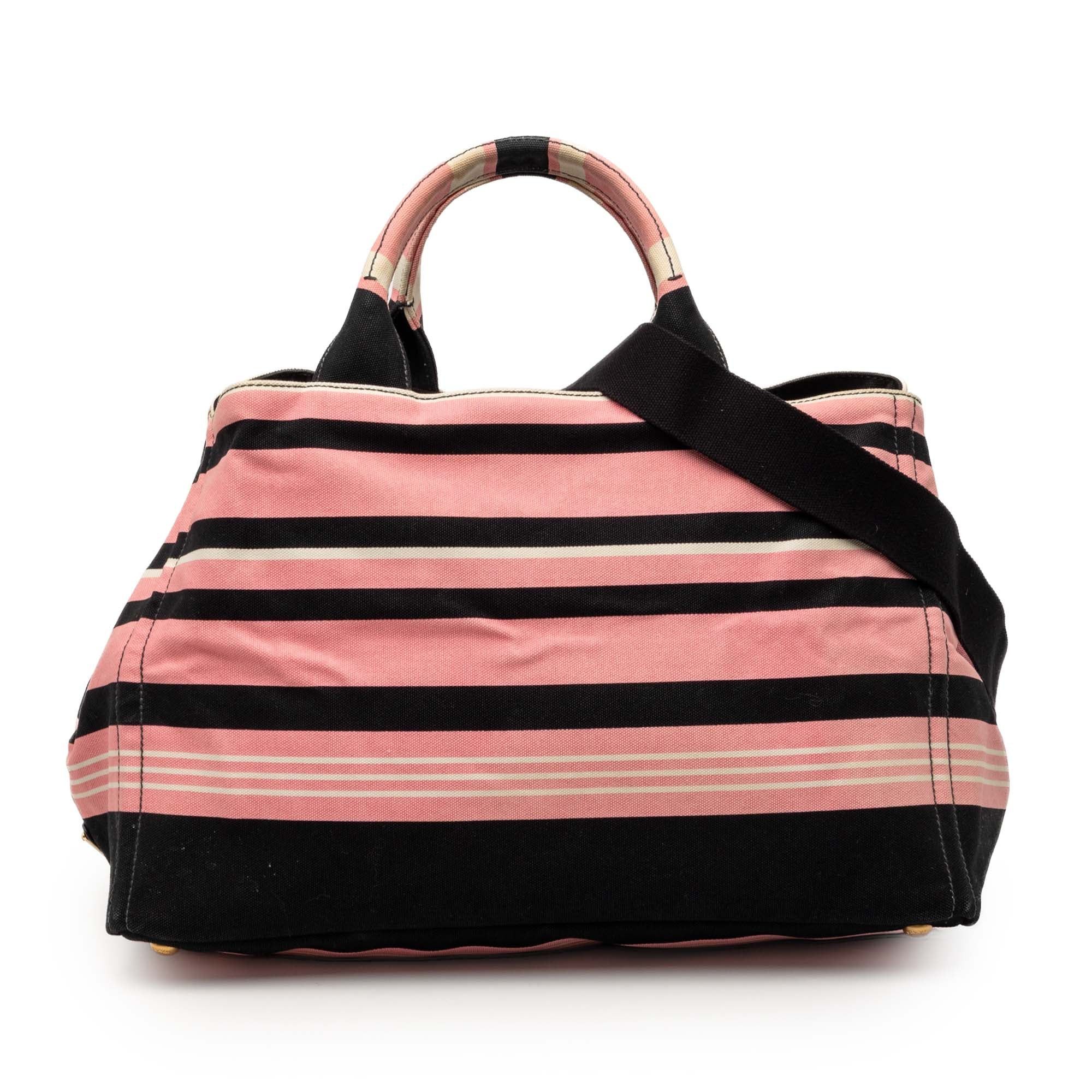 Prada Large Canvas Canapa Righe Striped Satchel Size ONE SIZE - 1 Thumbnail