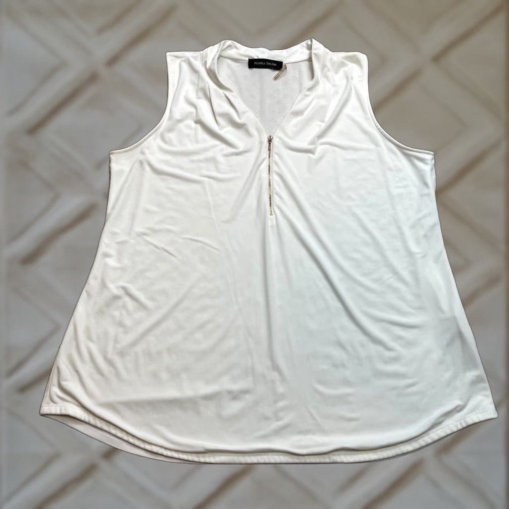 Vintage VINTAGE Ivanka Trump Shirt Womens L White Solid Sleeveless Tank Top Zip 1/4 Zip Size L / US 10 / IT 46 - 1 Thumbnail