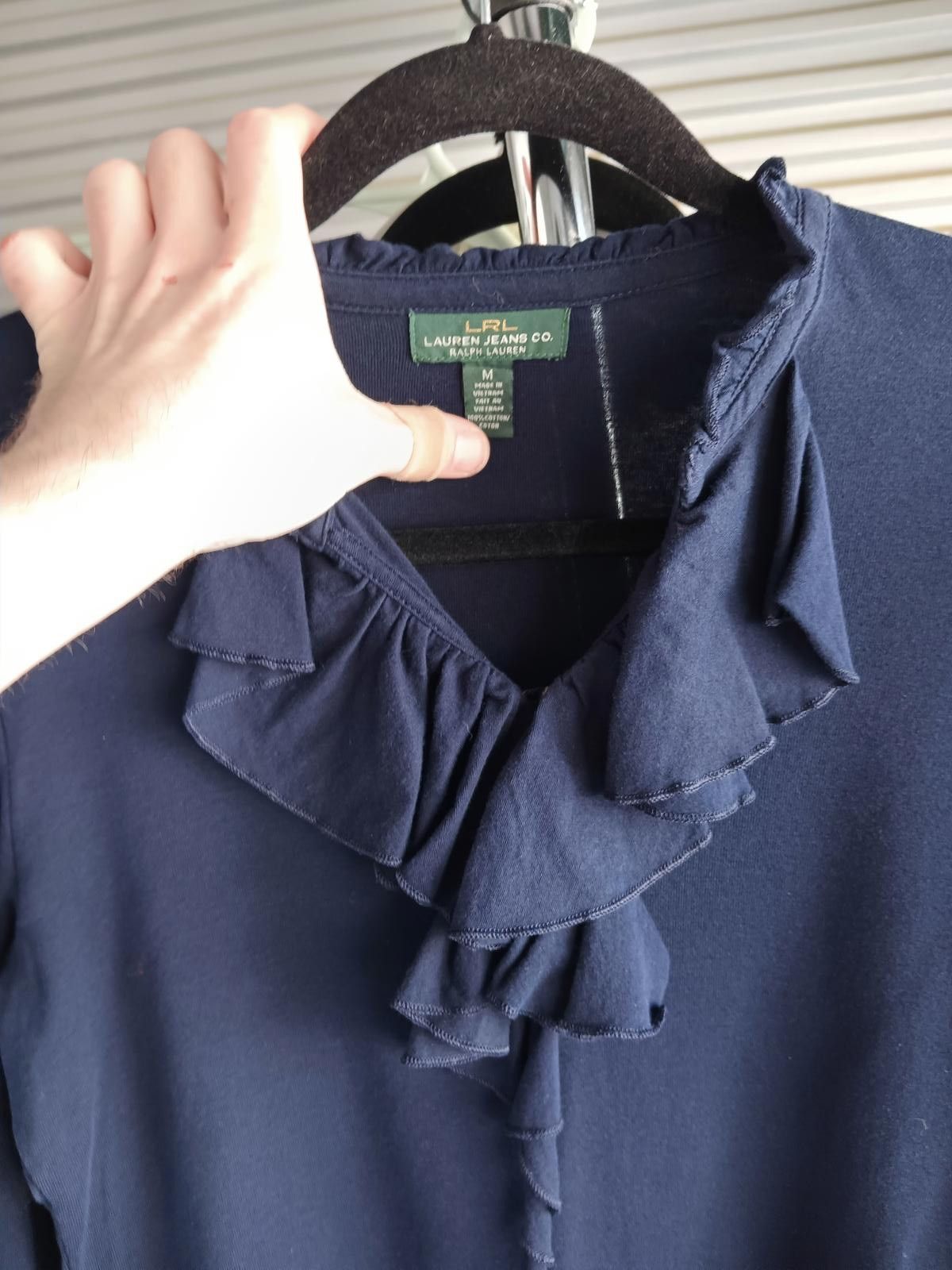 Lauren Ralph Lauren Chic Navy Ruffled Long Sleeve Top by Lauren Ralph Lauren Size M / US 6-8 / IT 42-44 - 3 Thumbnail