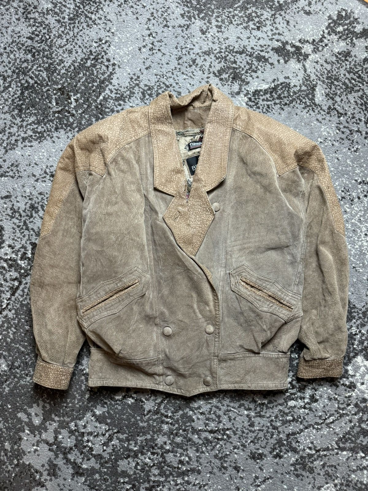 Pre-owned Avant Garde X If Six Was Nine Vintage Y2k Suede Leather Baggy Opium Miyake Style Bomber In Beige