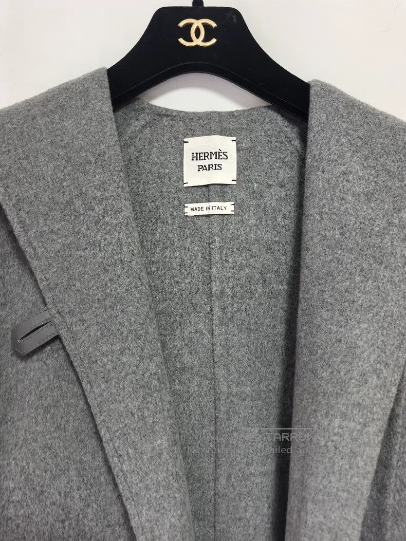 Hermes Hermes Gray Hooded Cashmere Long Overcoat Size XXS / US 00 / IT 34 - 3 Thumbnail