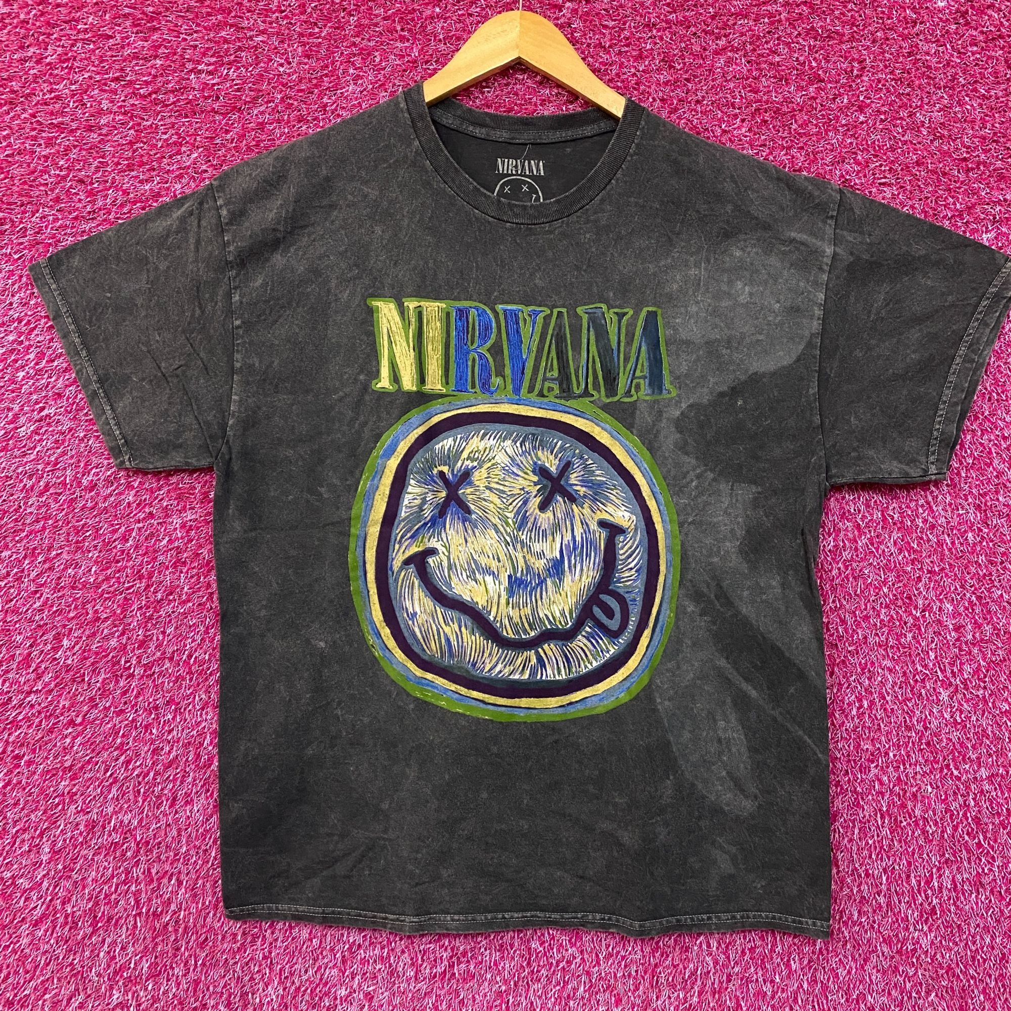 Nirvana Nirvana Dead Smiley Face Acid Wash Grunge T-Shirt XL Size US XL / EU 56 / 4 - 1 Thumbnail