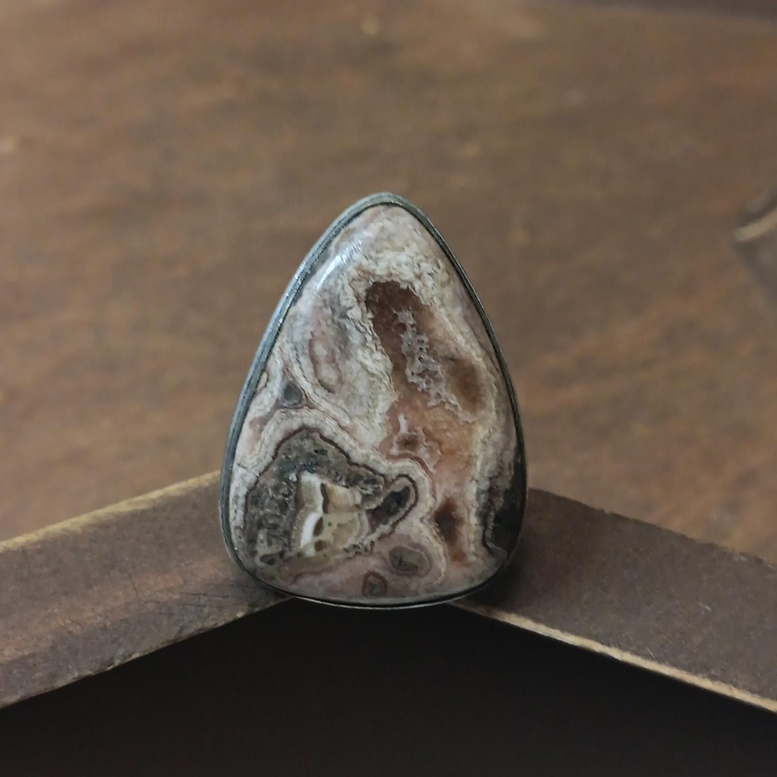 2120 Handcrafted Rhodochrosite with Pyrite gemstone ring Size ONE SIZE - 1 Thumbnail