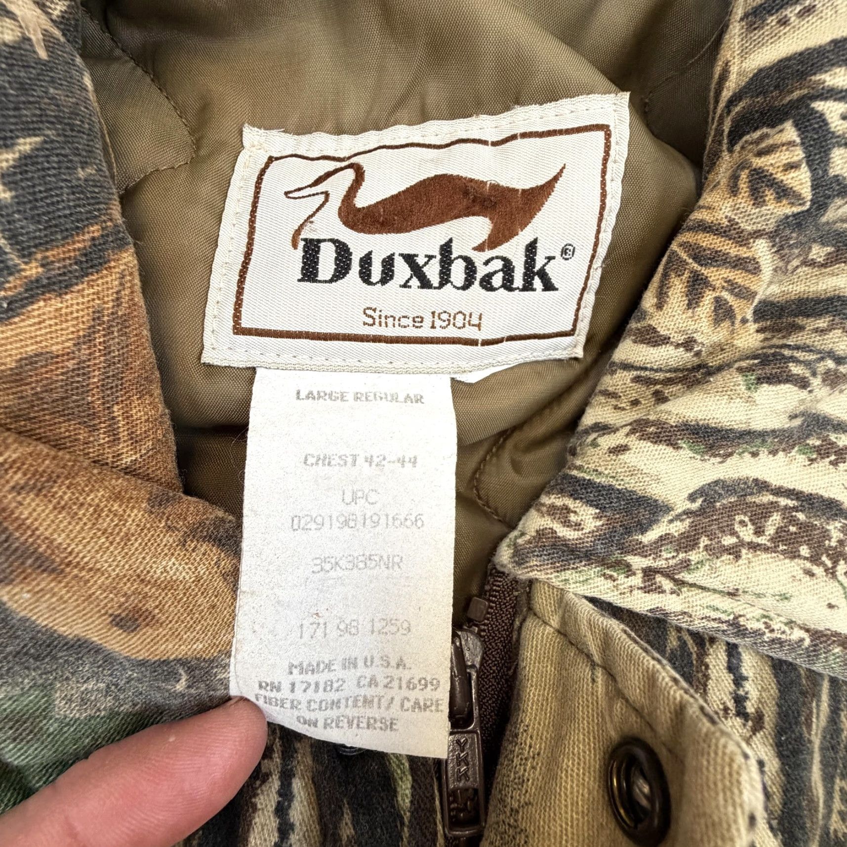 Realtree VINTAGE Duxbak Jacket Mens Large Brown Realtree Camo Canvas Quilted Hunting USA Size US L / EU 52-54 / 3 - 7 Thumbnail
