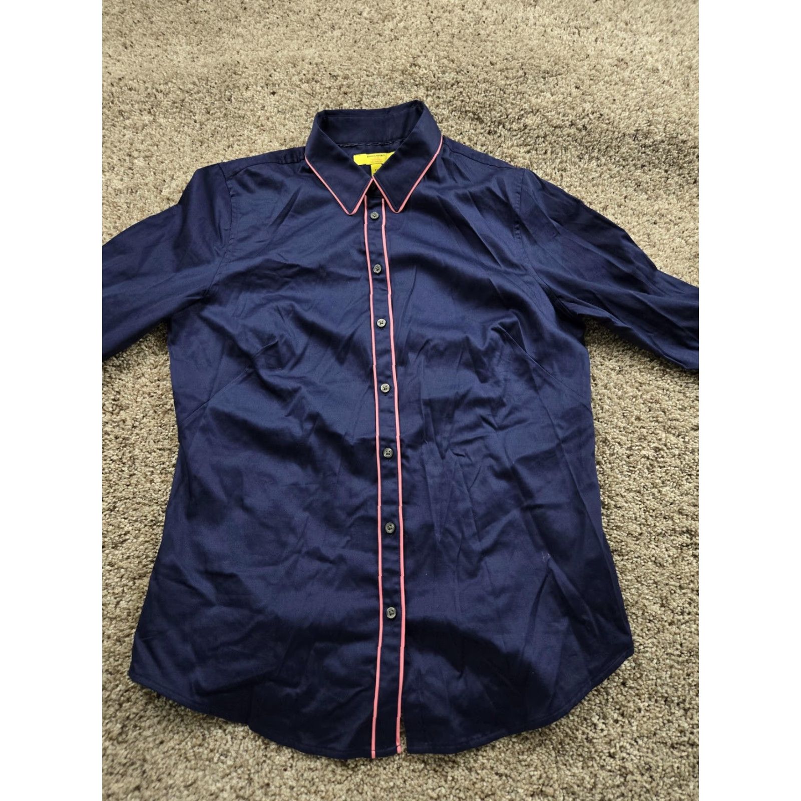 Banana Republic Banana Republic Shirt Womens 12 Navy Lilly Collection Piped Button Front Stretch Knit Cotton Spandex Casual Solid Long Sleeve Womens Bag? Size XL / US 12-14 / IT 48-50 - 3 Thumbnail