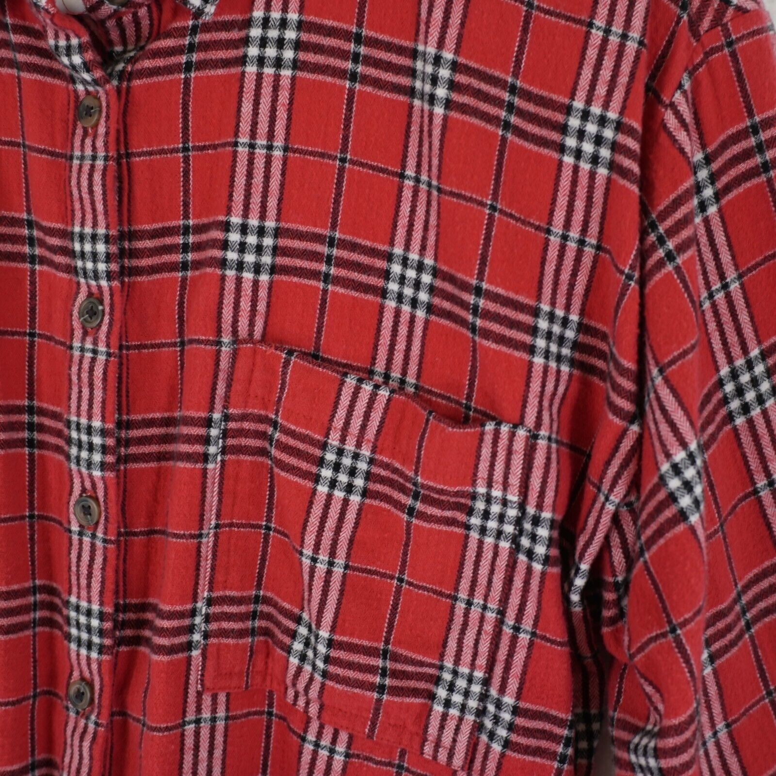 Loft Ann Taylor Loft Large Red Black Cotton Flannel Collared Butt Size L / US 10 / IT 46 - 2 Thumbnail