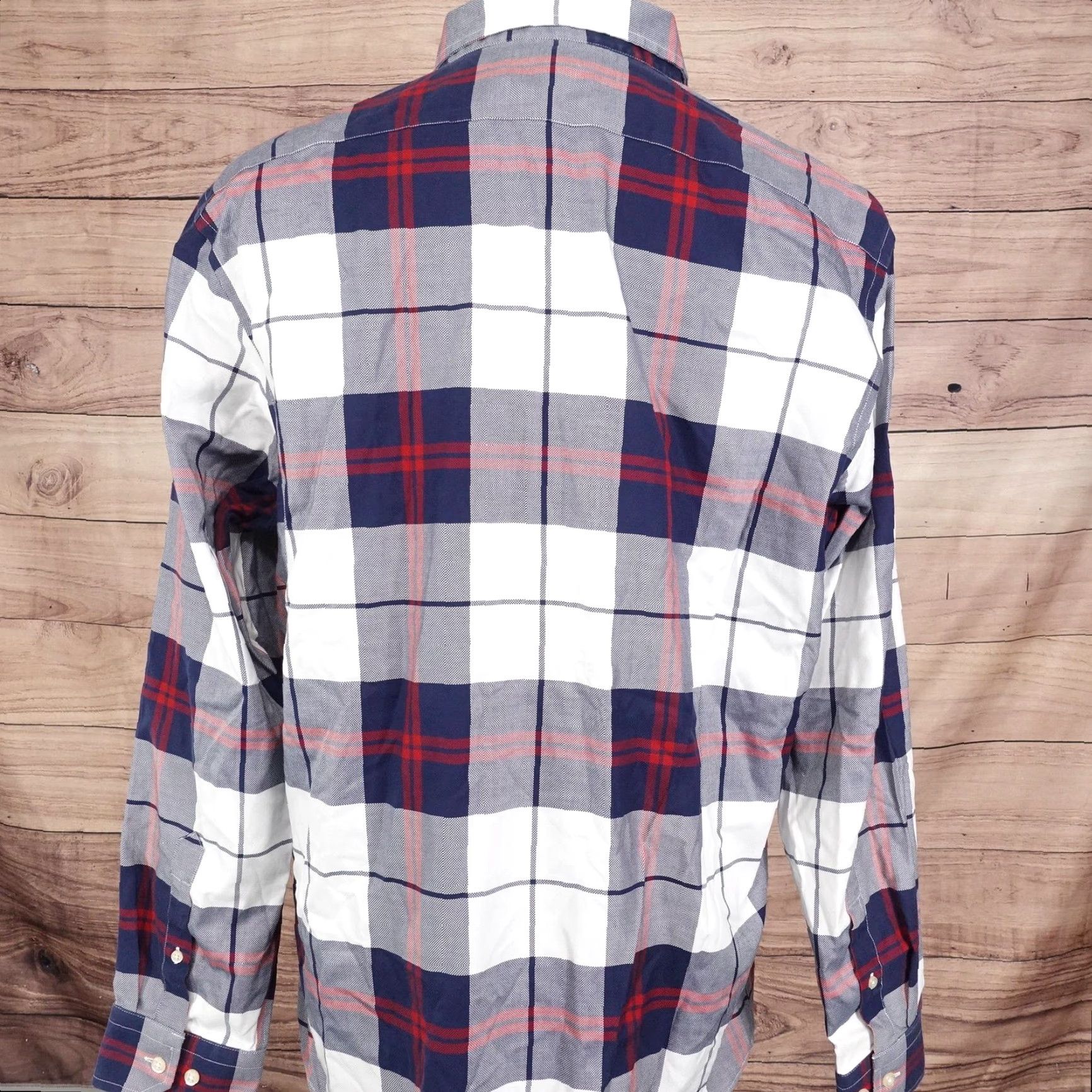 Banana Republic BANANA REPUBLIC Non-Iron Plaid Dress Shirt Mens XL Blue Gray Red Tailored Slim Fit Size US XL / EU 56 / 4 - 4 Thumbnail